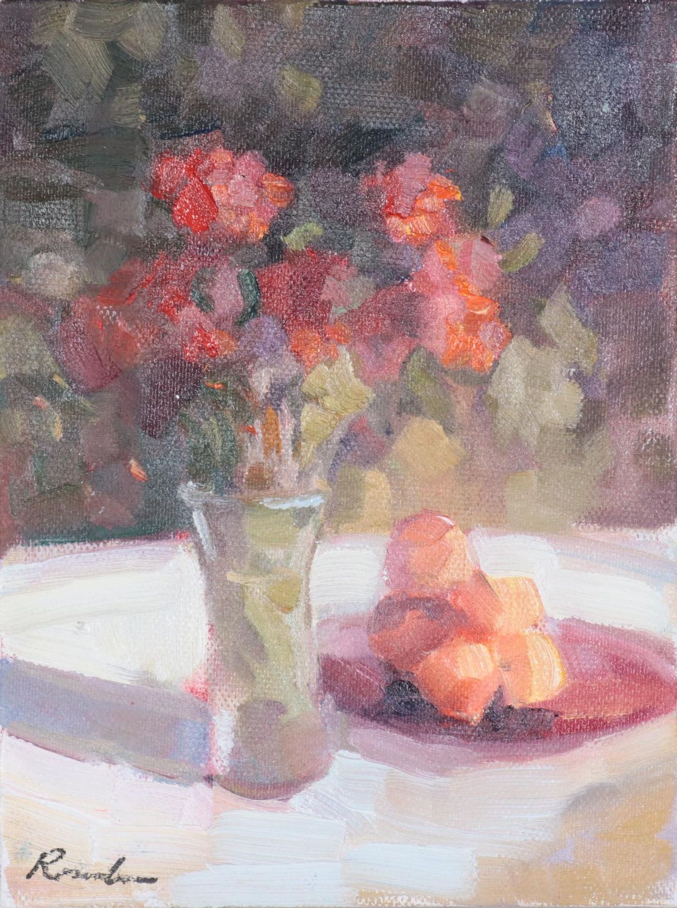 Sally Rosenbaum Floral Still Life Oil Painting, 21st Century