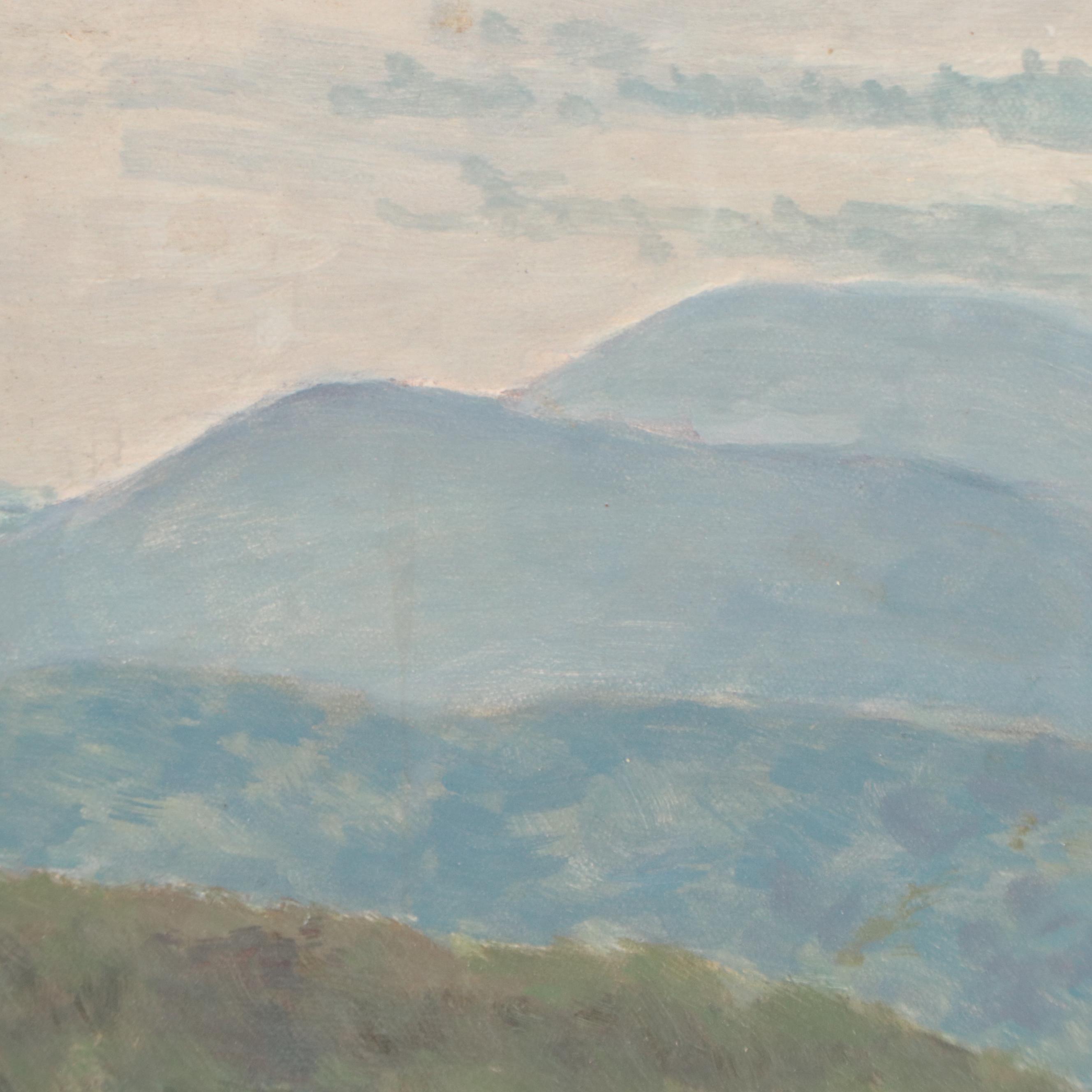 Herbert Foerster Landscape Oil Painting of Distant Mountains