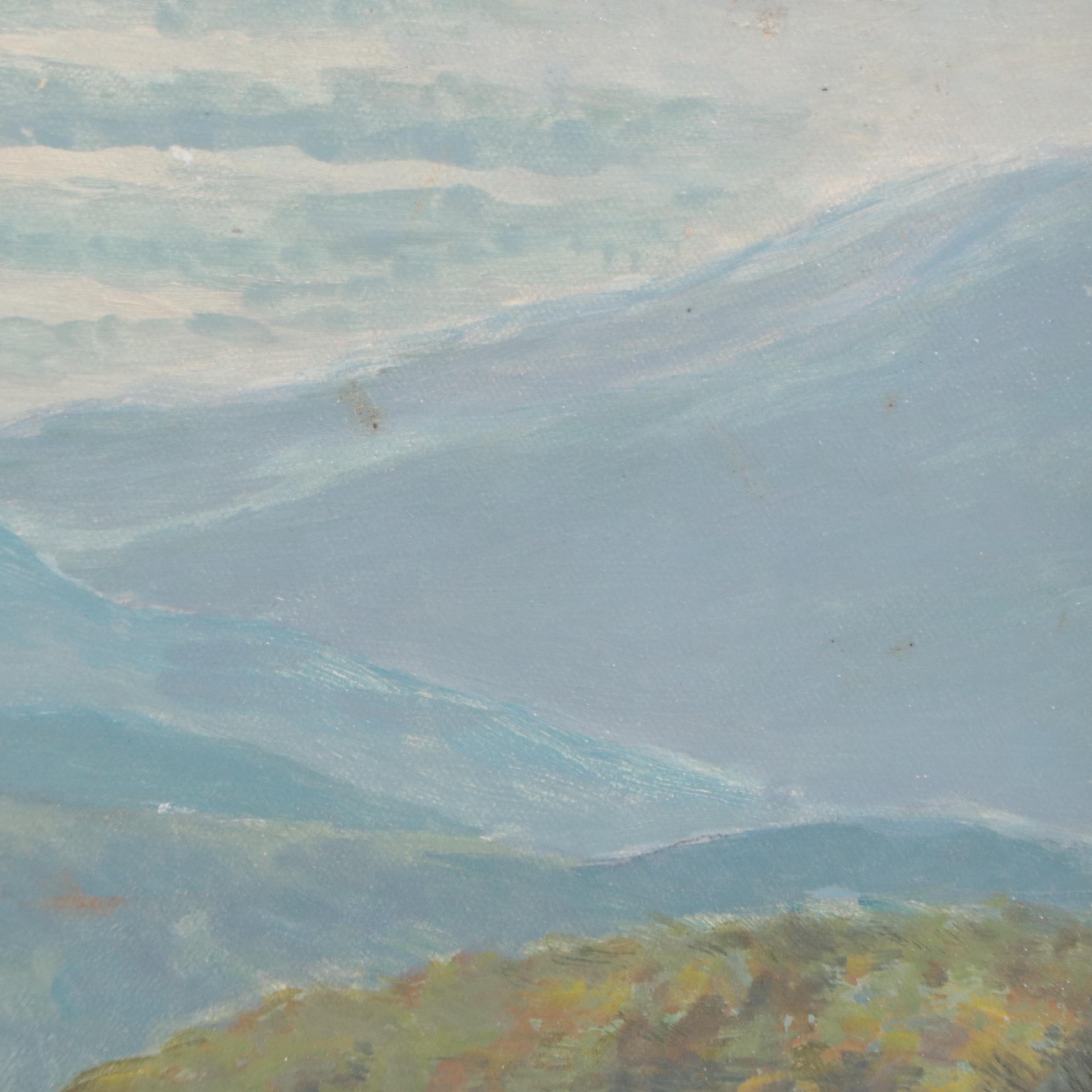 Herbert Foerster Landscape Oil Painting of Distant Mountains