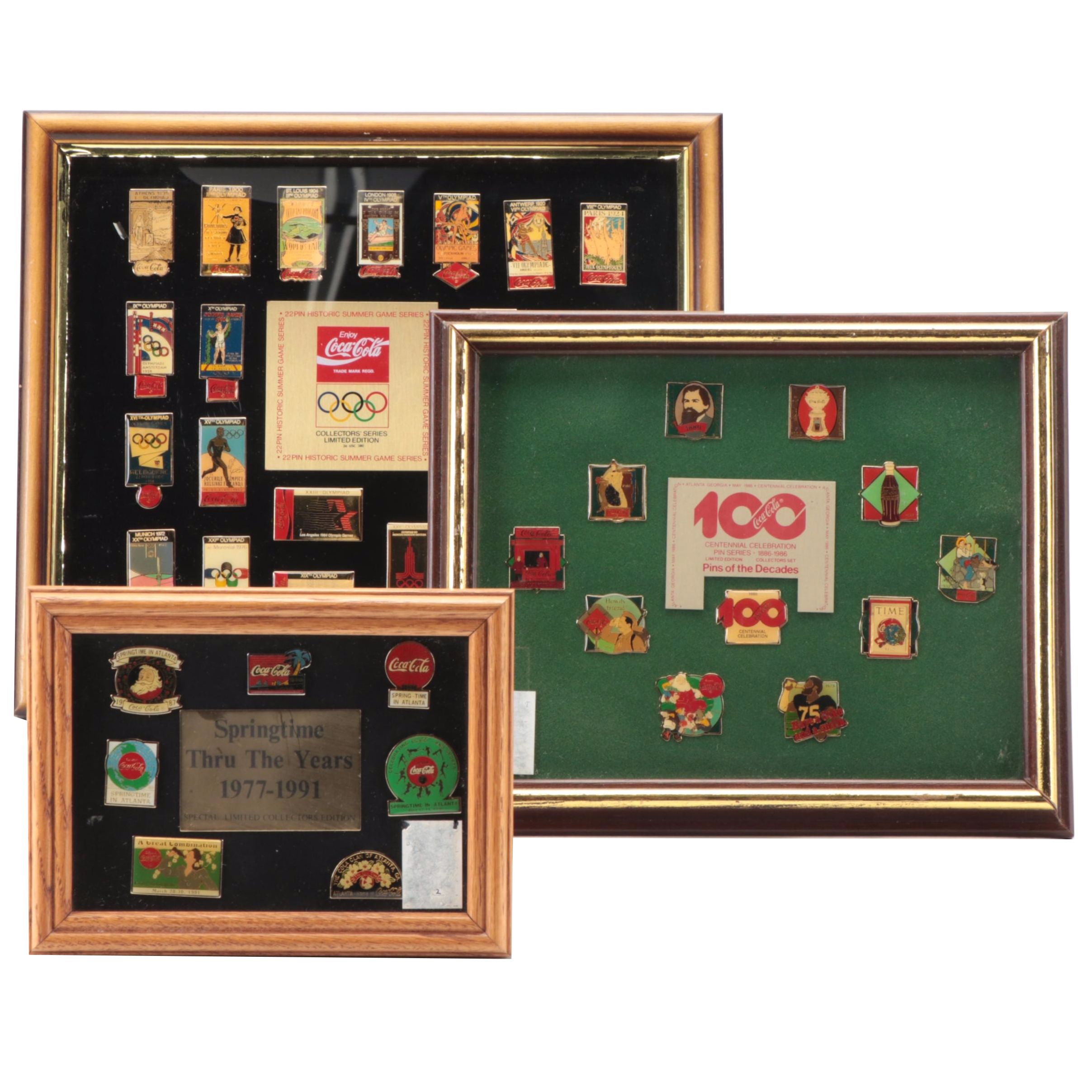 Coca-Cola Limited Edition Summer Olympics Pinbacks with More Coca-Cola Pins