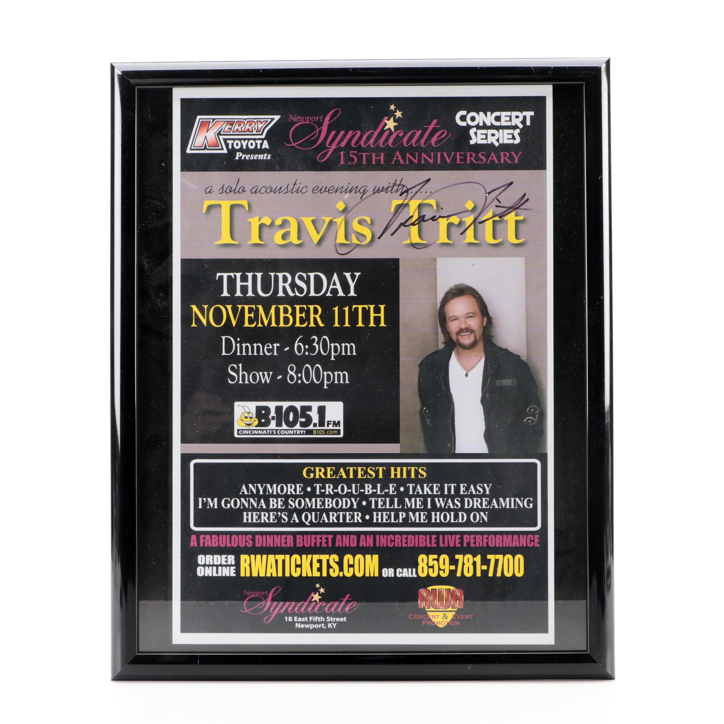 Travis Tritt Signed Framed Concert Poster