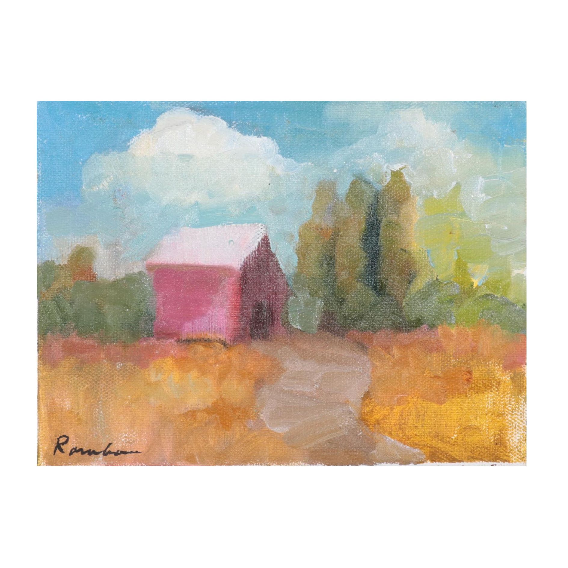 Sally Rosenbaum Pastoral Landscape Oil Painting, 21st Century