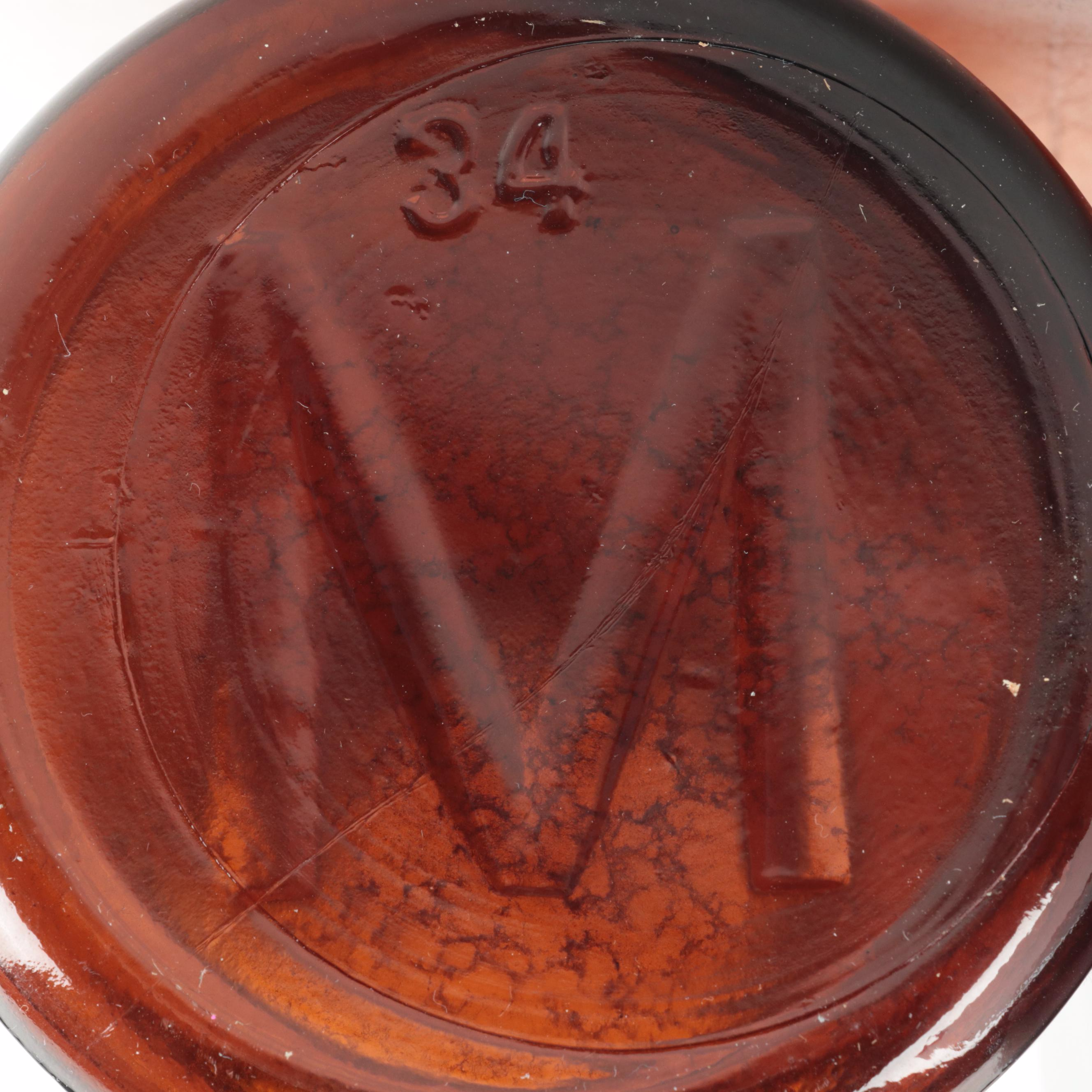 E. F. Mayer Milk and Kimax Lab Amber Glass Bottles, Mid to Late 20th Century