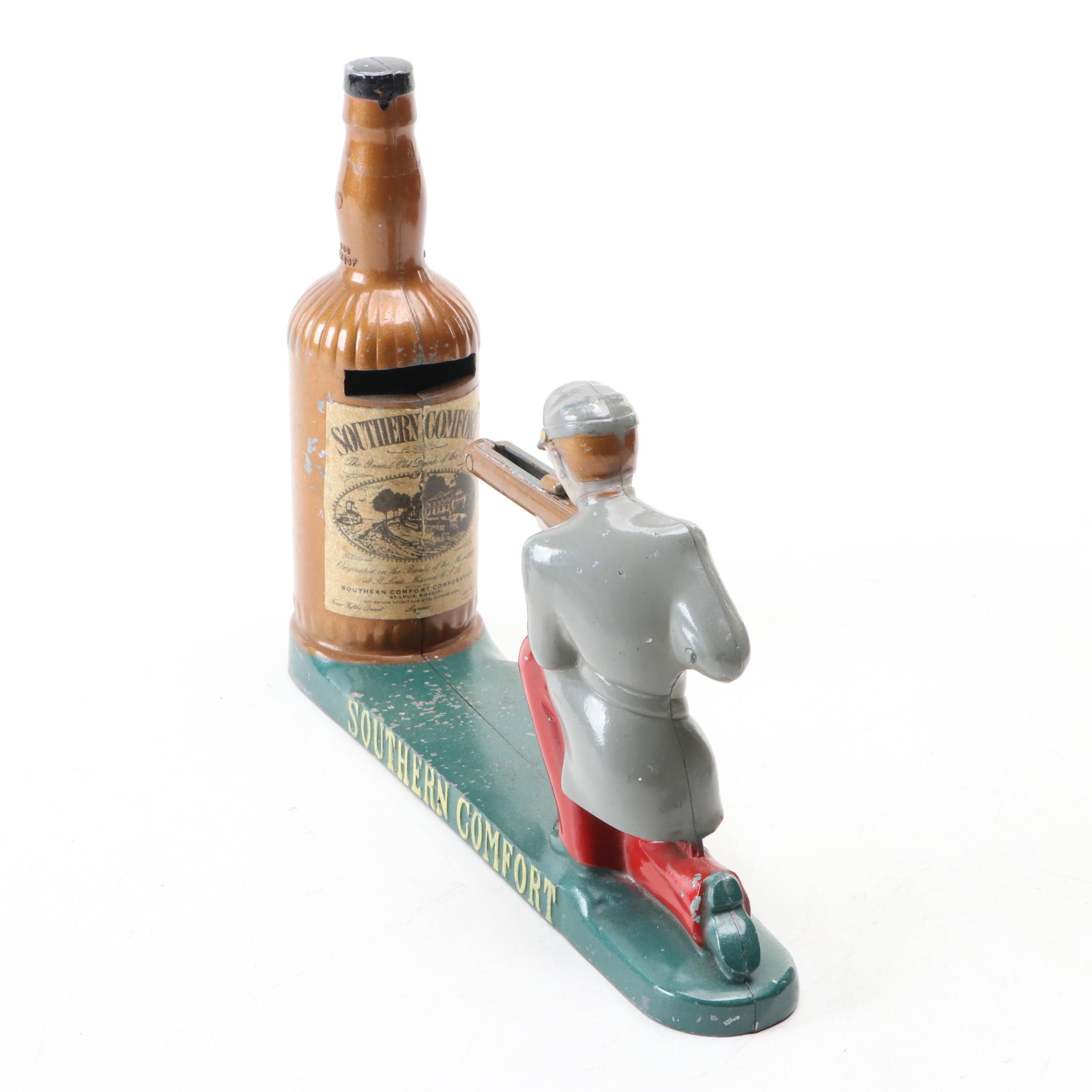 Harris and Other Poker Chips with Southern Comfort Coin Bank, Mid-20th Century