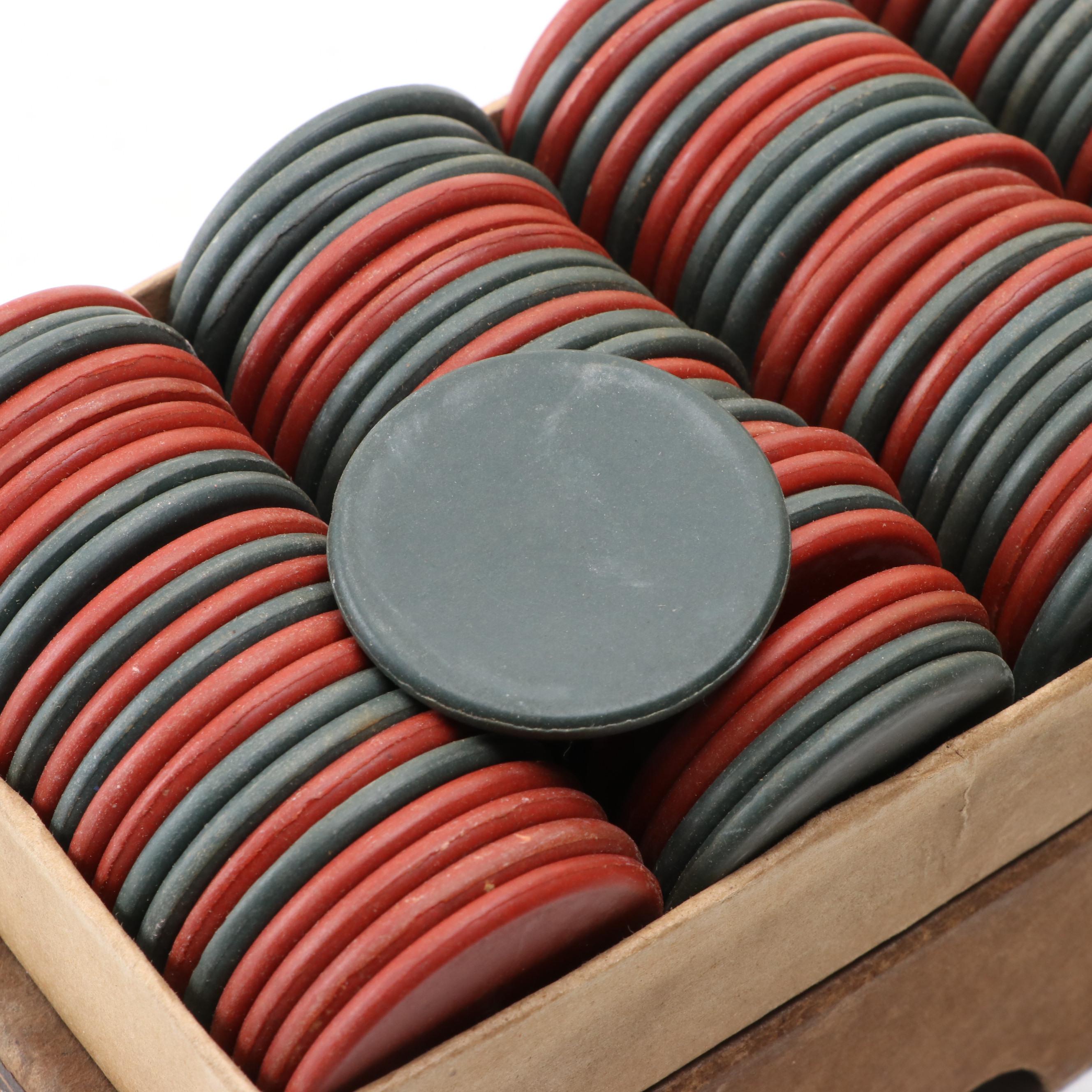 Harris and Other Poker Chips with Southern Comfort Coin Bank, Mid-20th Century