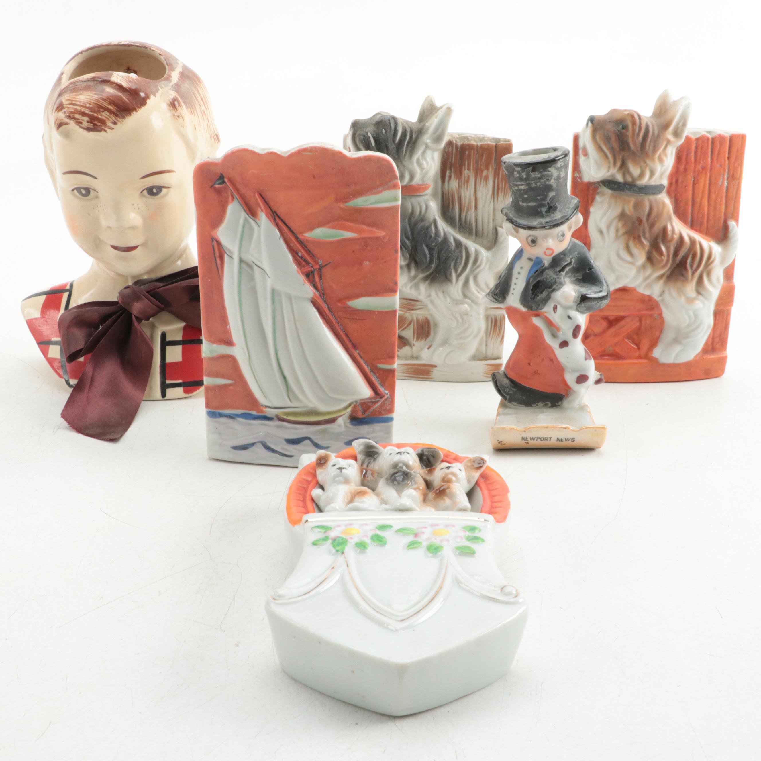 Stanford Art Pottery "Sandy" and Other Ceramic and Porcelain Wall Pockets