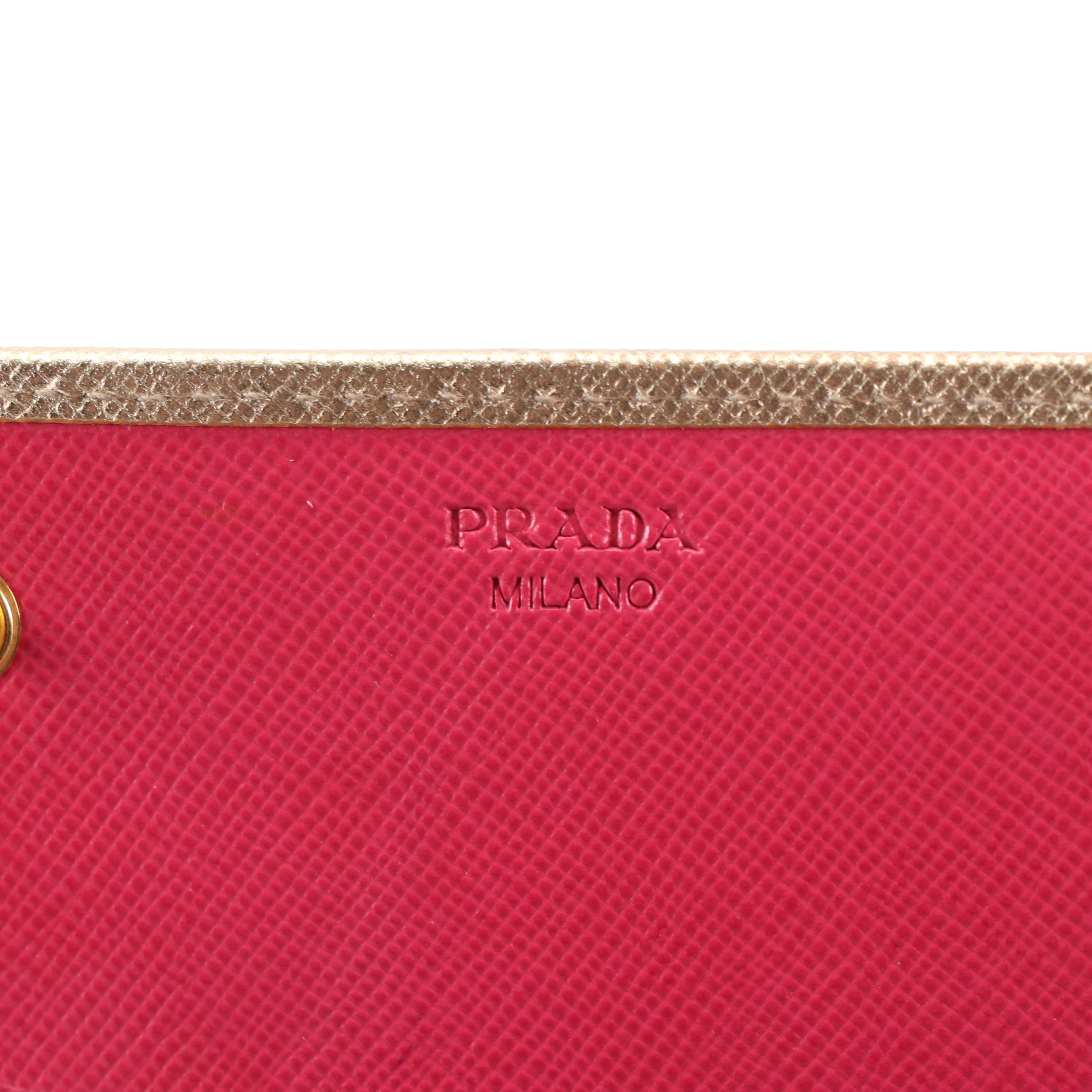 Prada Continental Wallet in Metallic Saffiano Leather with Box