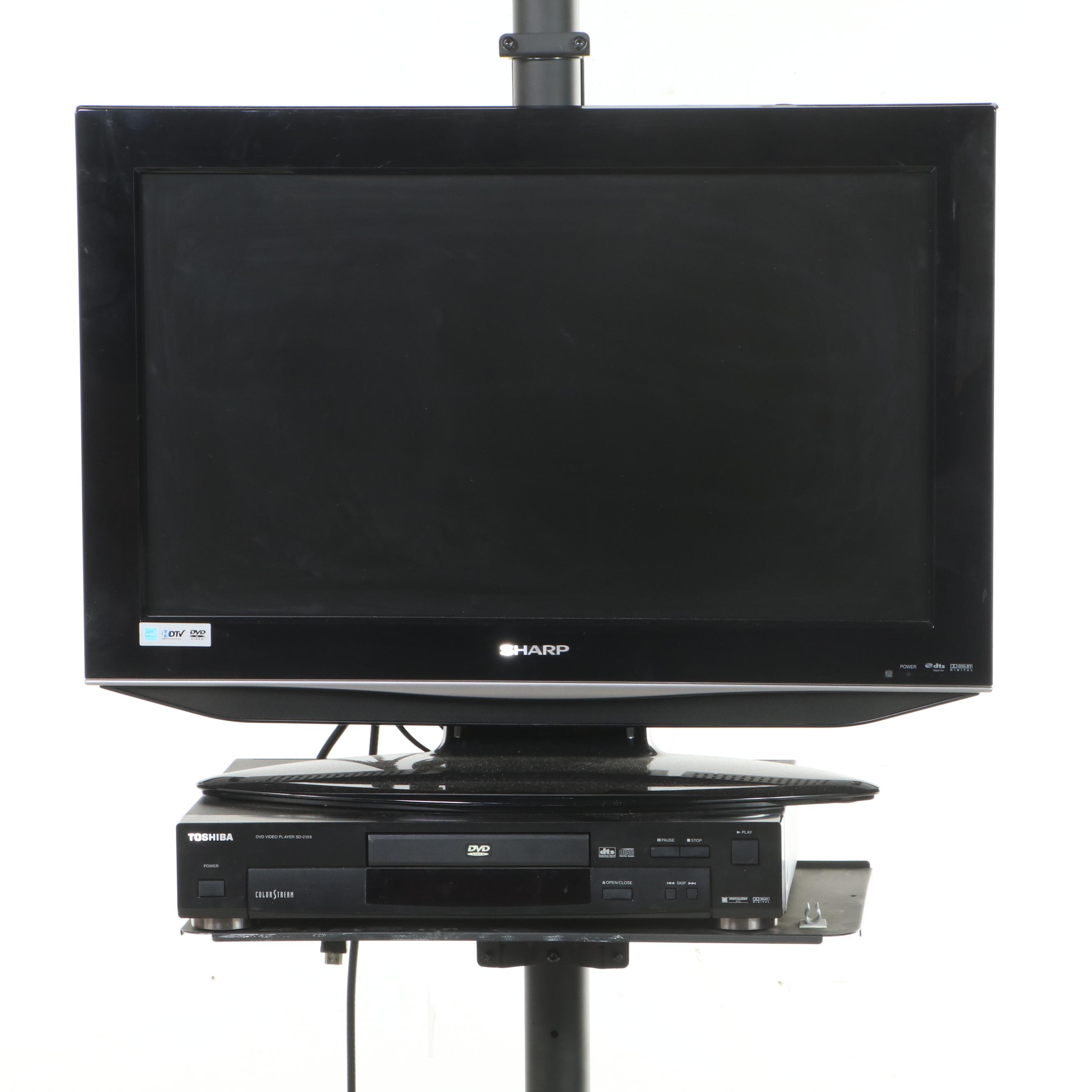 Sharp LCD TV/DVD Combo, Toshiba DVD Player, Mount Factory Cart and More