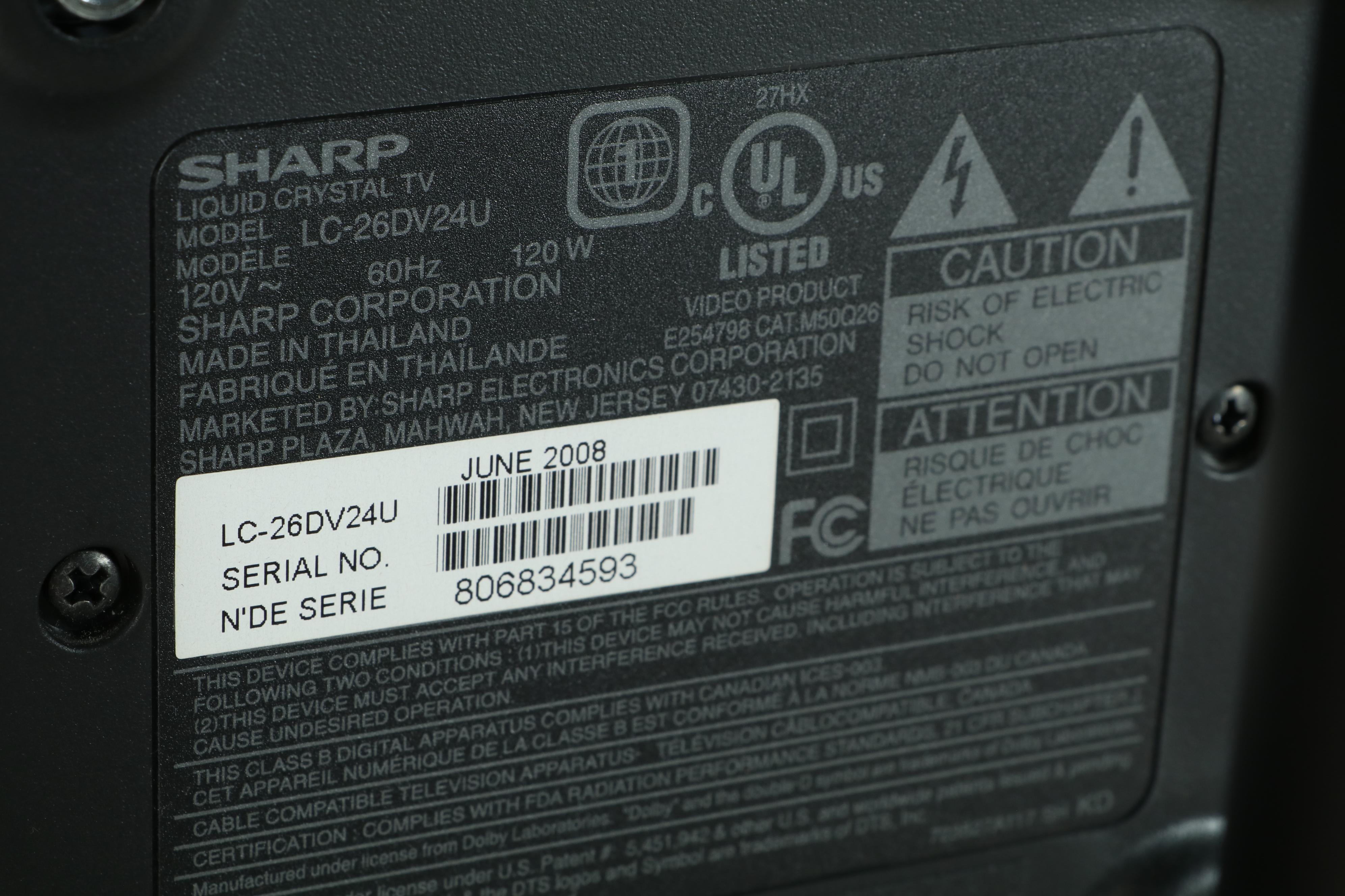 Sharp LCD TV/DVD Combo, Toshiba DVD Player, Mount Factory Cart and More