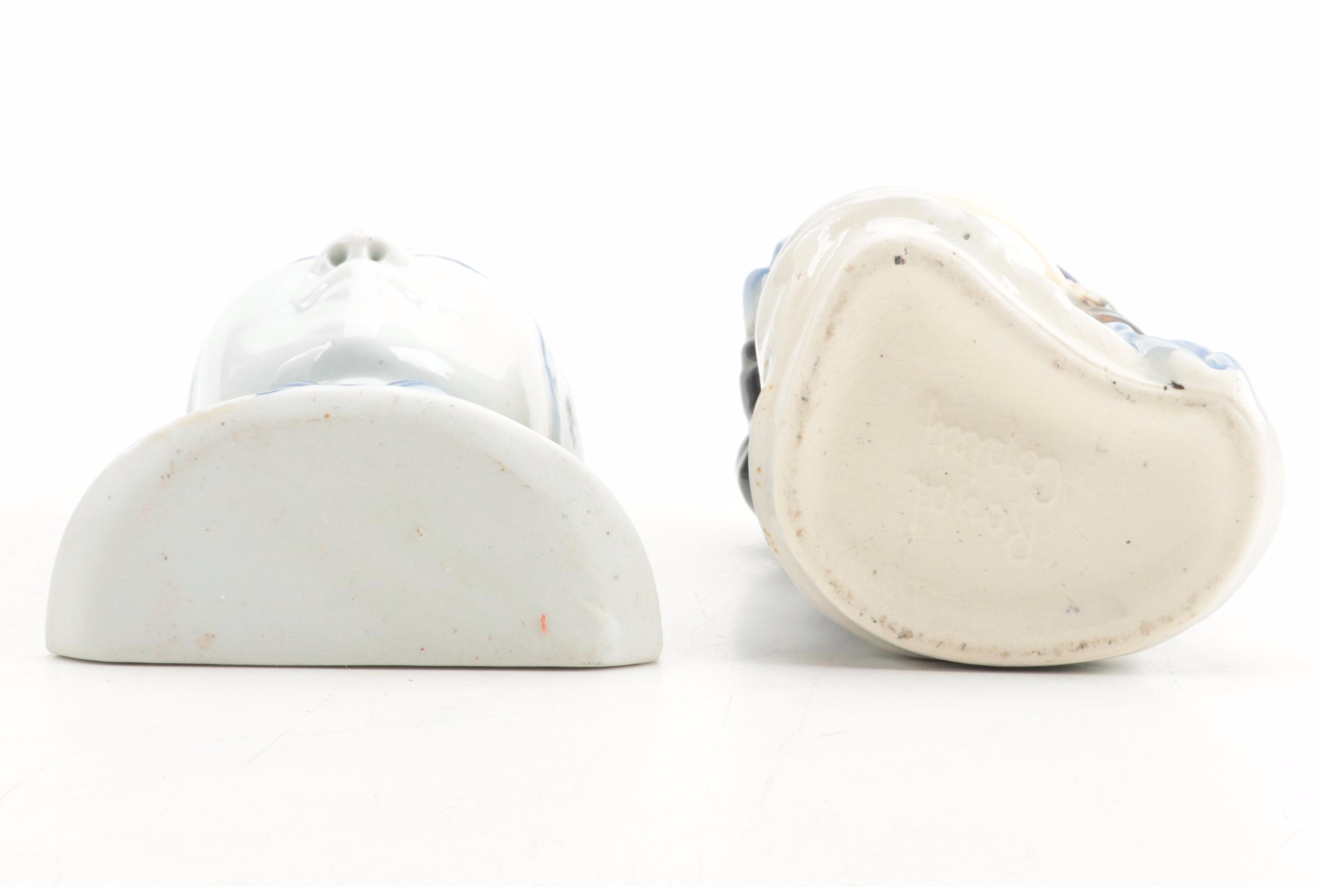 Royal Copley Lady Head Wall Pocket and Other Glazed Ceramic Figural Wall Pockets