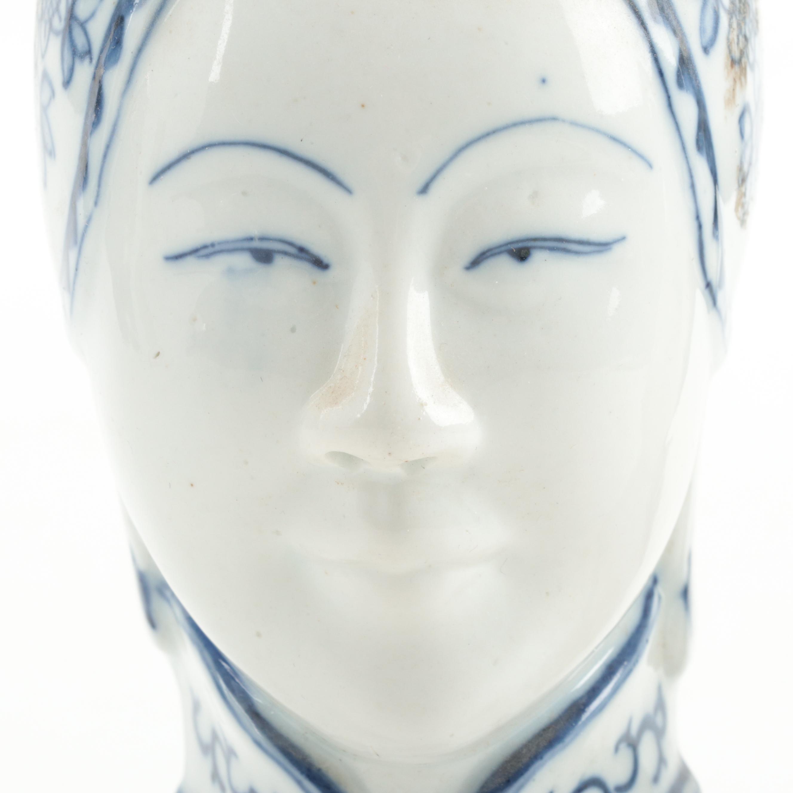 Royal Copley Lady Head Wall Pocket and Other Glazed Ceramic Figural Wall Pockets