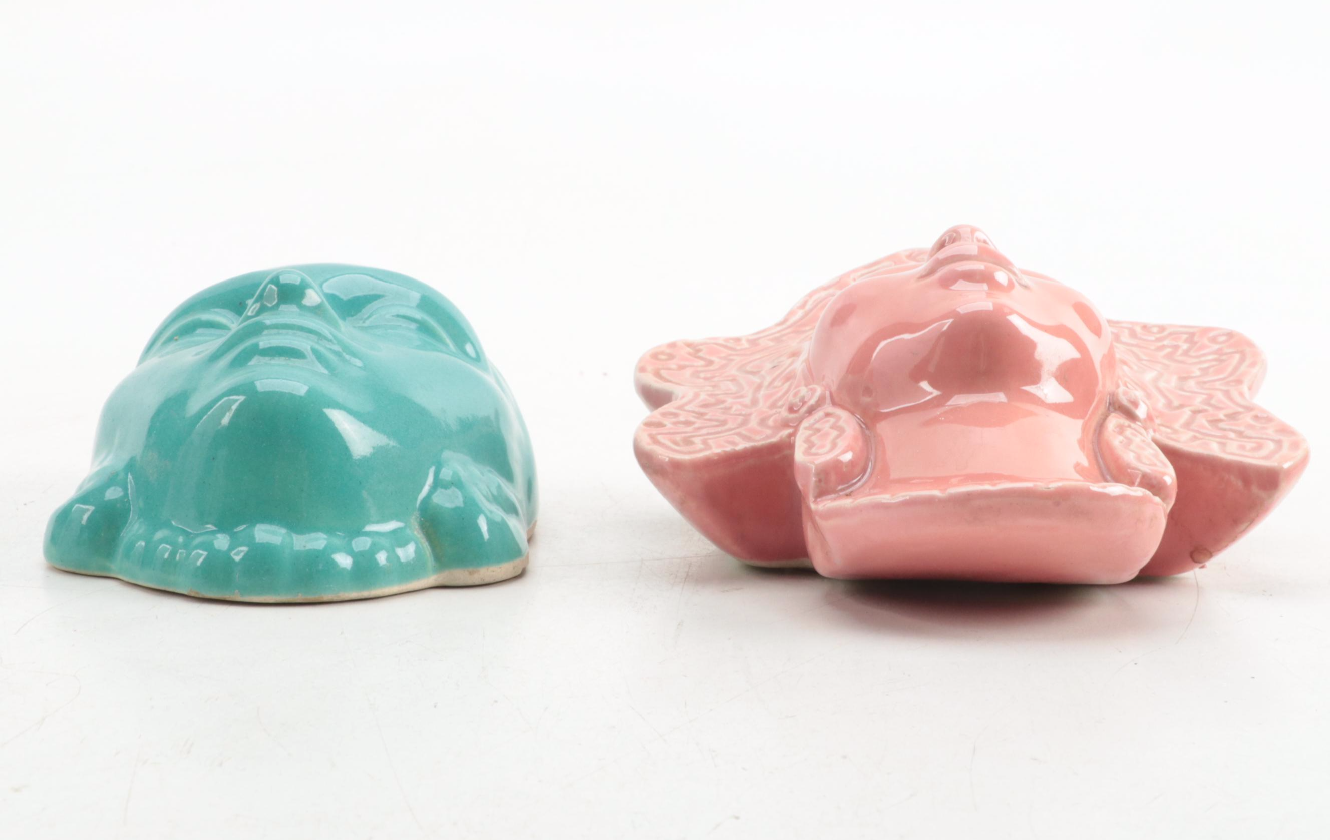 Royal Copley Lady Head Wall Pocket and Other Glazed Ceramic Figural Wall Pockets