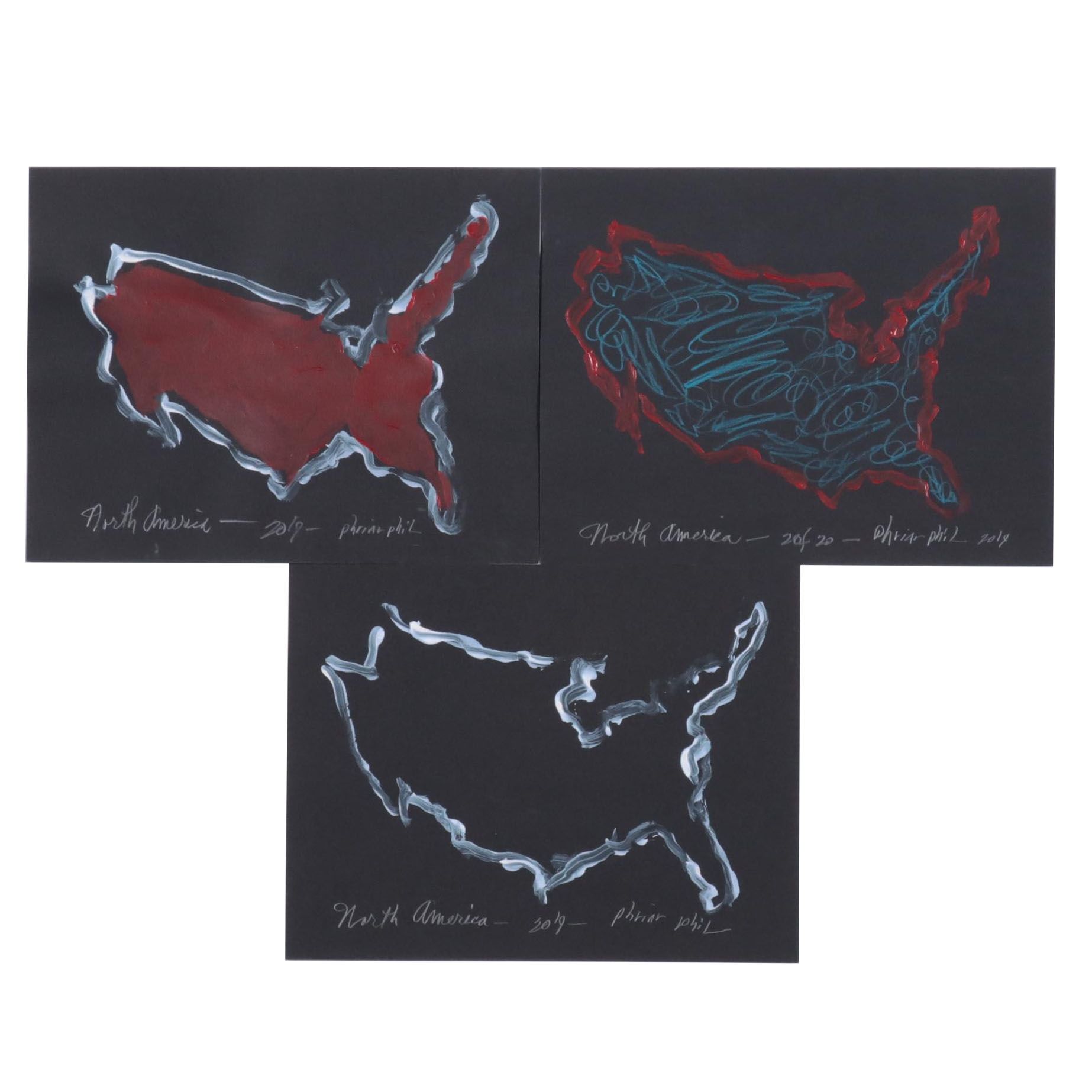 Philip the Transplant Acrylic Paintings "North America," 2019