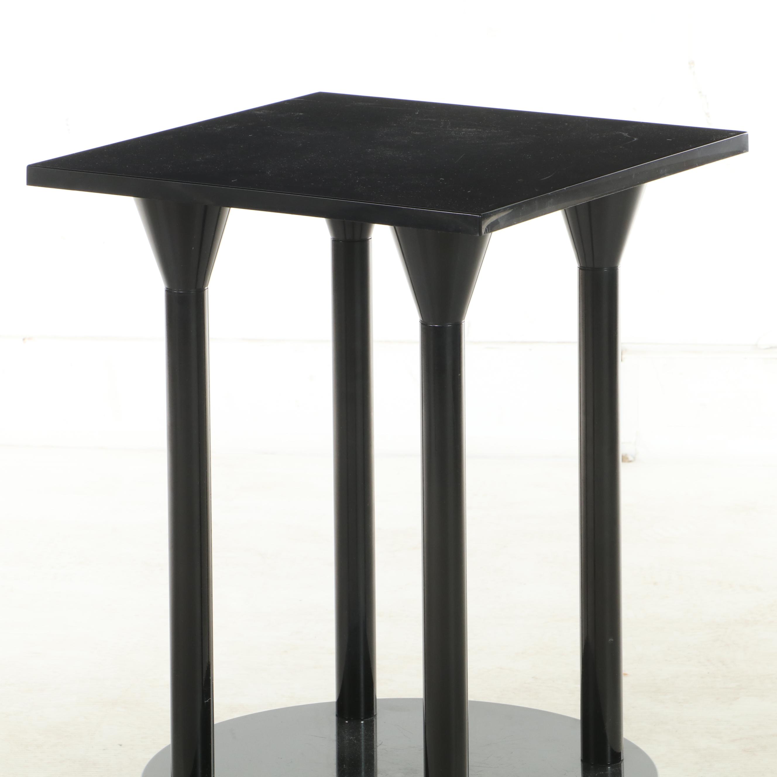 Kartell Modernist Black Plastic Two-Tiered Side Table, 1980s