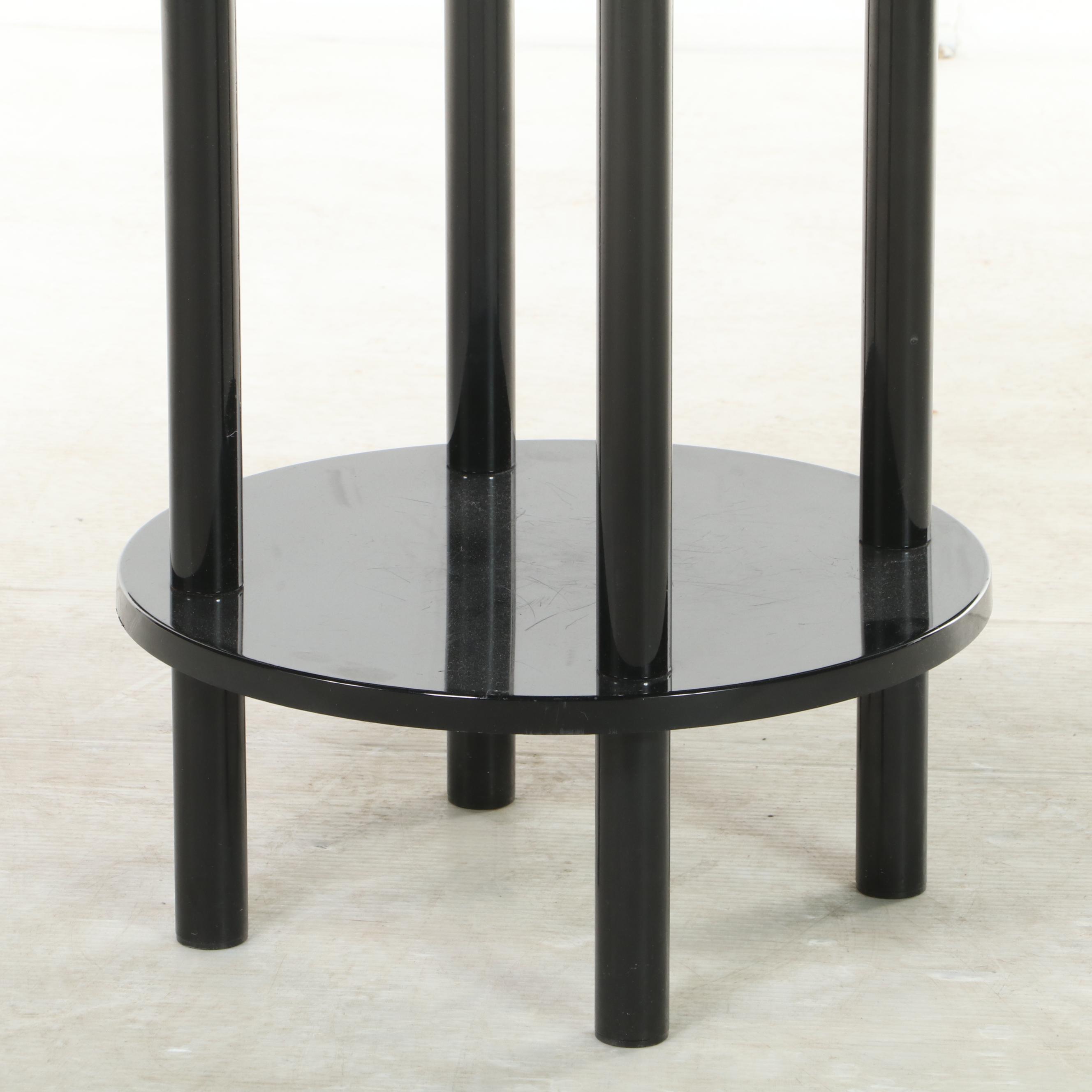 Kartell Modernist Black Plastic Two-Tiered Side Table, 1980s