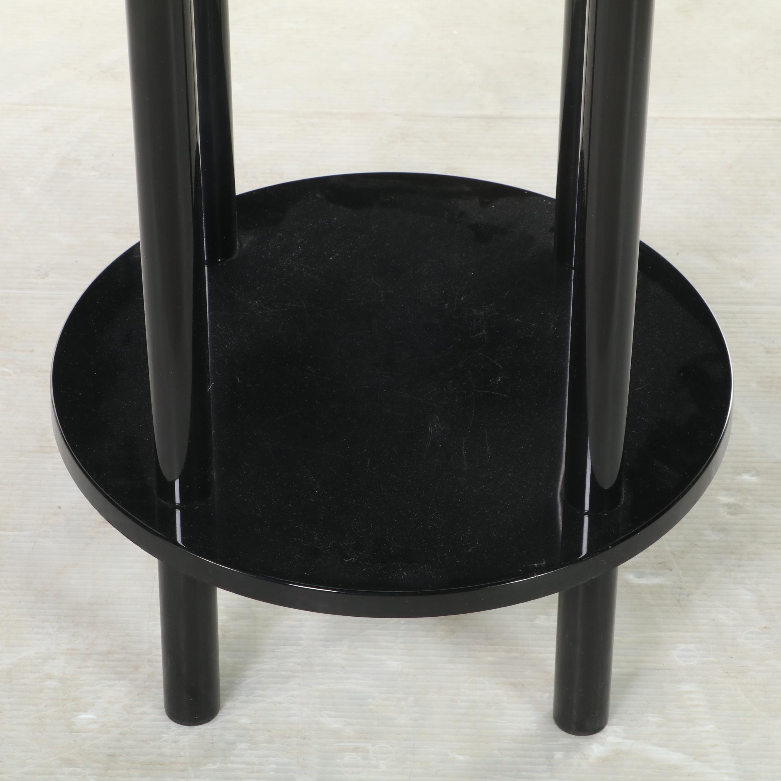 Kartell Modernist Black Plastic Two-Tiered Side Table, 1980s