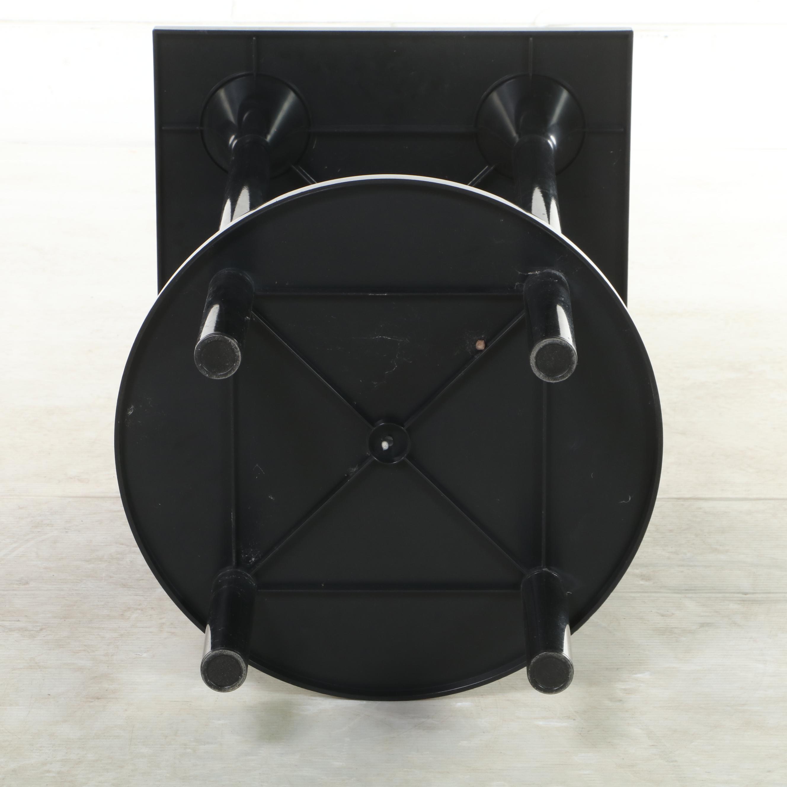 Kartell Modernist Black Plastic Two-Tiered Side Table, 1980s