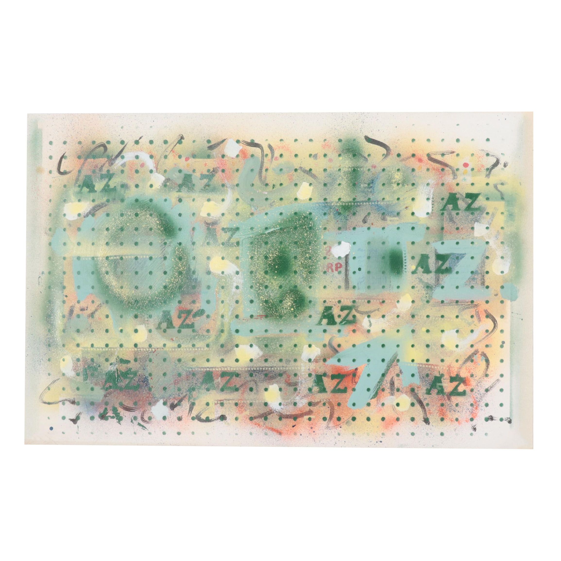 Philip the Transplant Abstract Mixed Media Painting "Apple," 1971