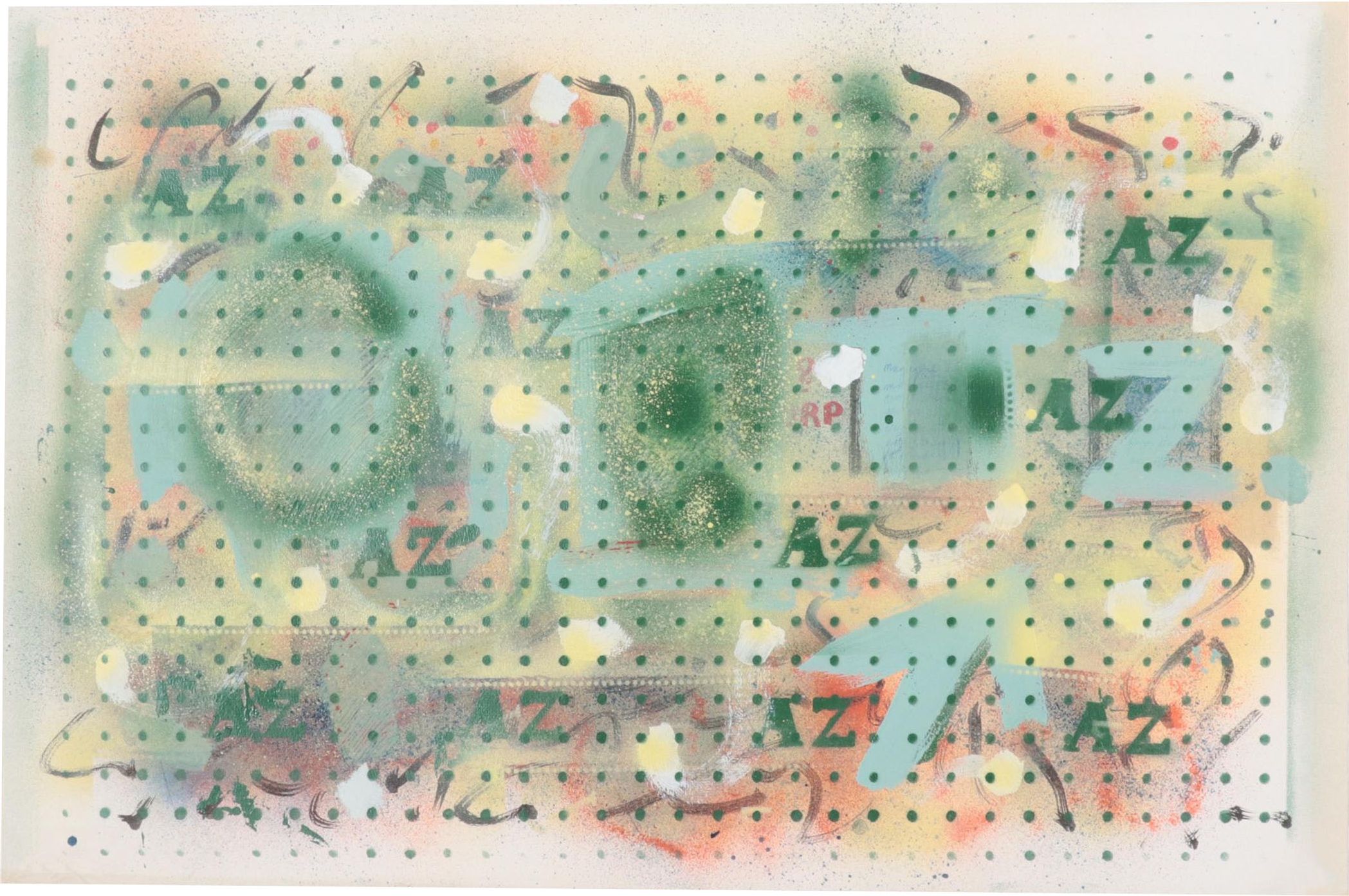 Philip the Transplant Abstract Mixed Media Painting "Apple," 1971