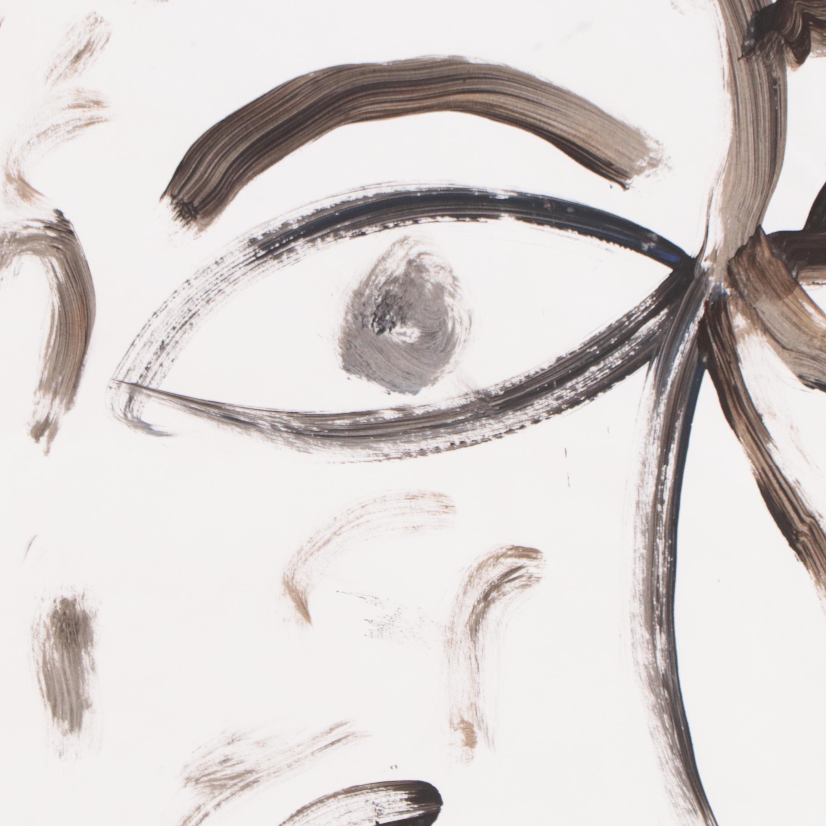 Robert Wright Figural Folk Art Acrylic Painting, Circa 2005