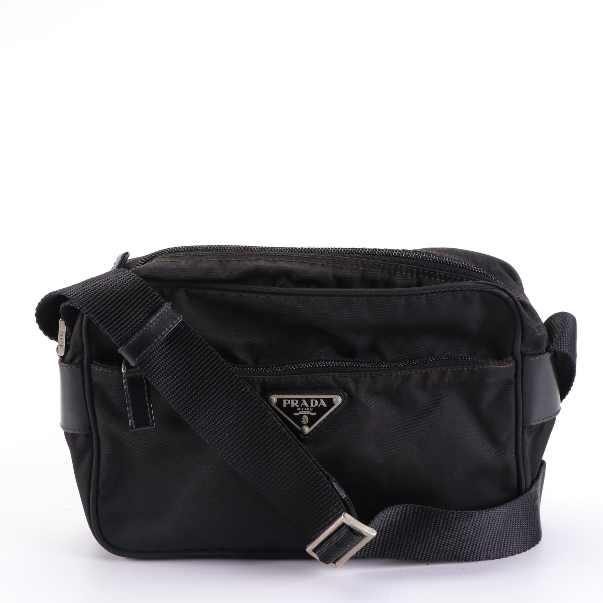 Prada Small Crossbody Bag in Black Nylon Gabardine and Leather