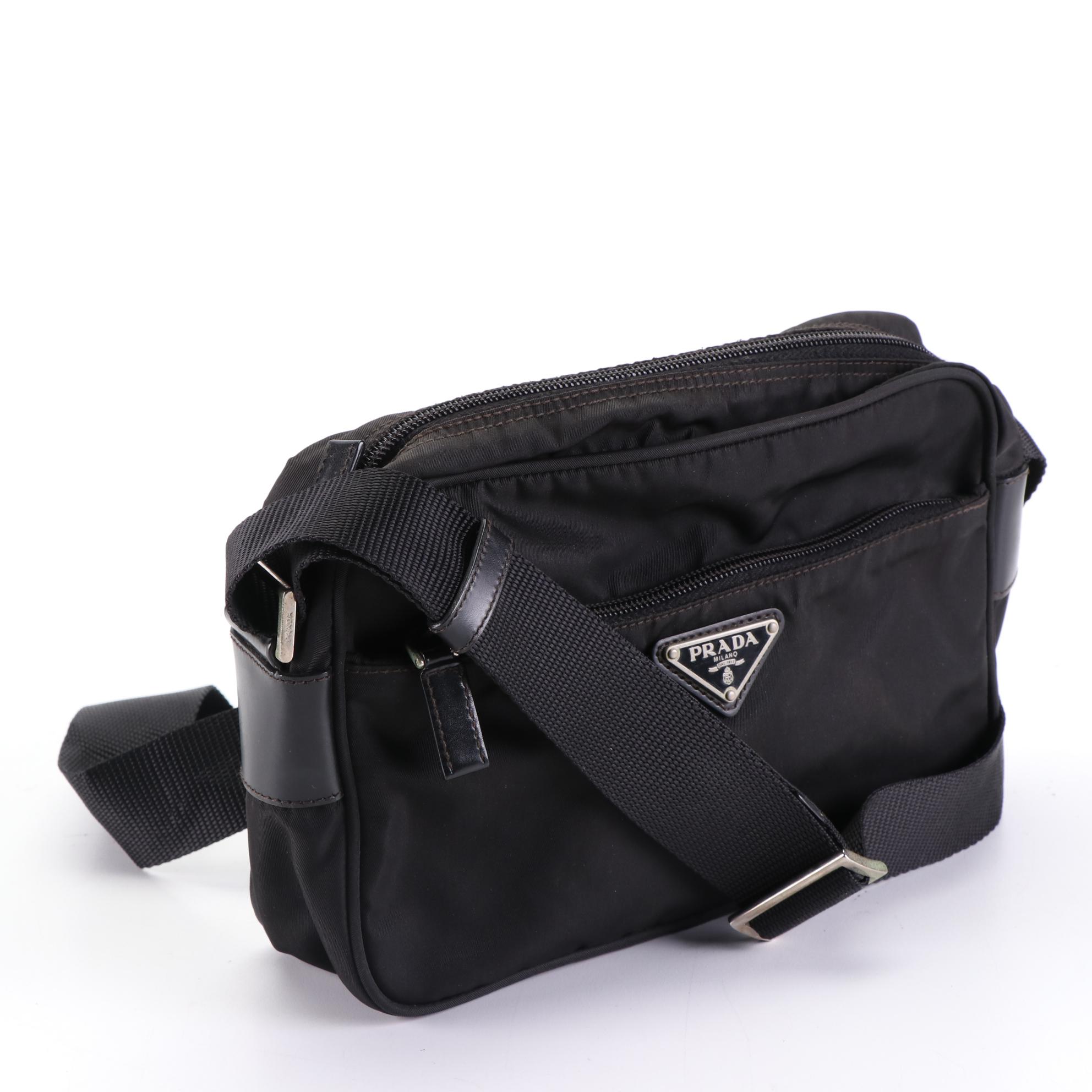 Prada Small Crossbody Bag in Black Nylon Gabardine and Leather