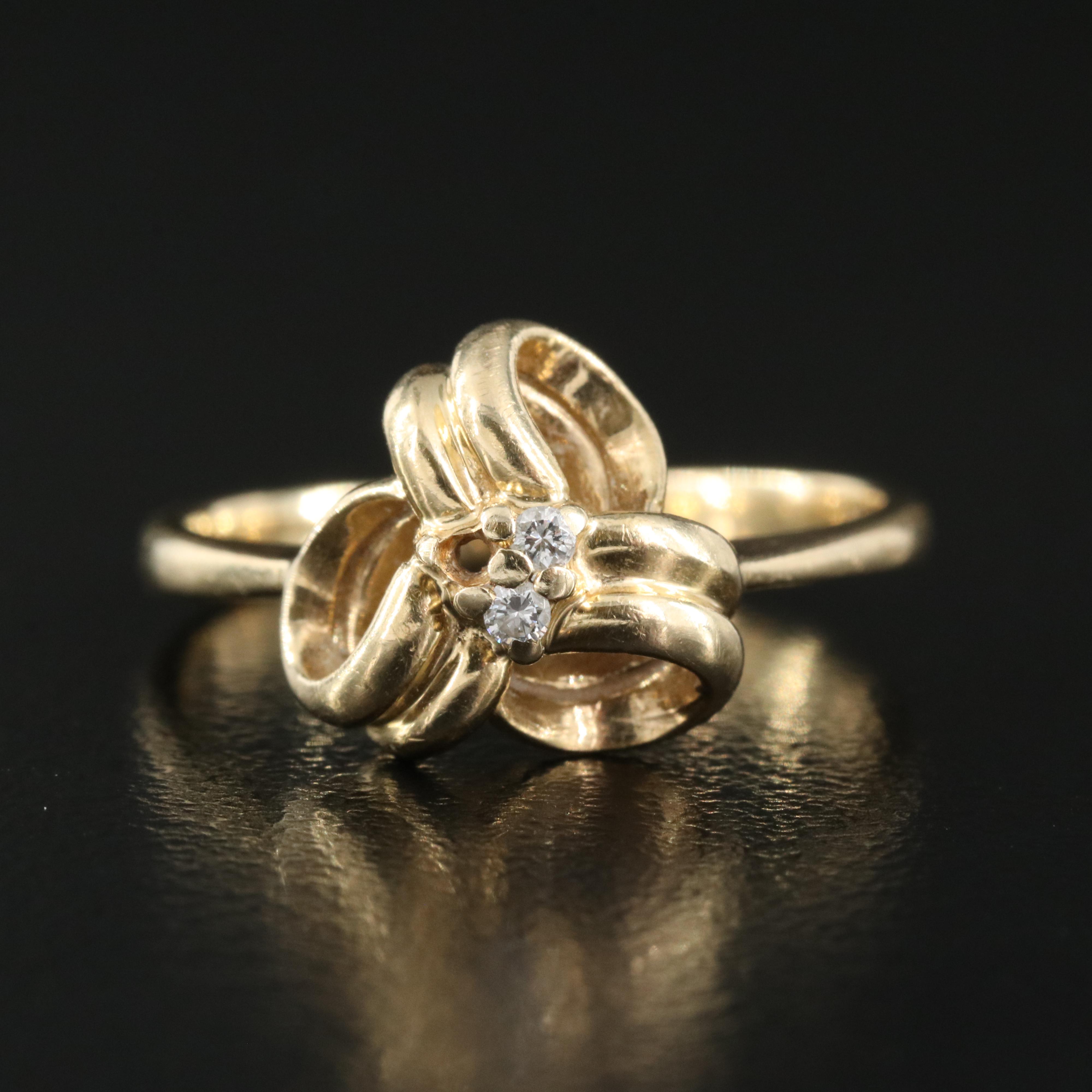 14K Diamond Knot Ring