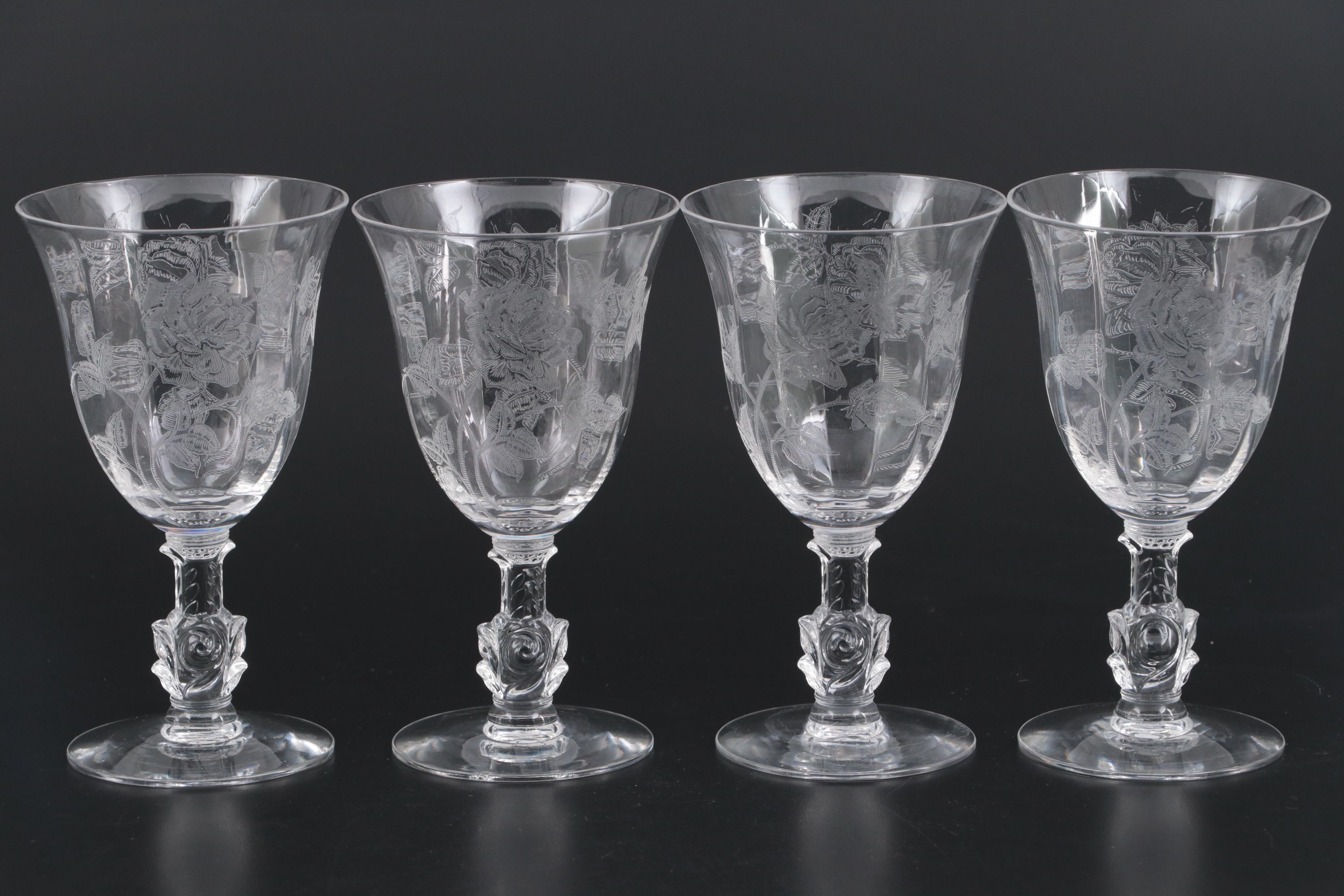 Heisey "Heisey Rose" and Other Glass Stemware, Mid-20th Century
