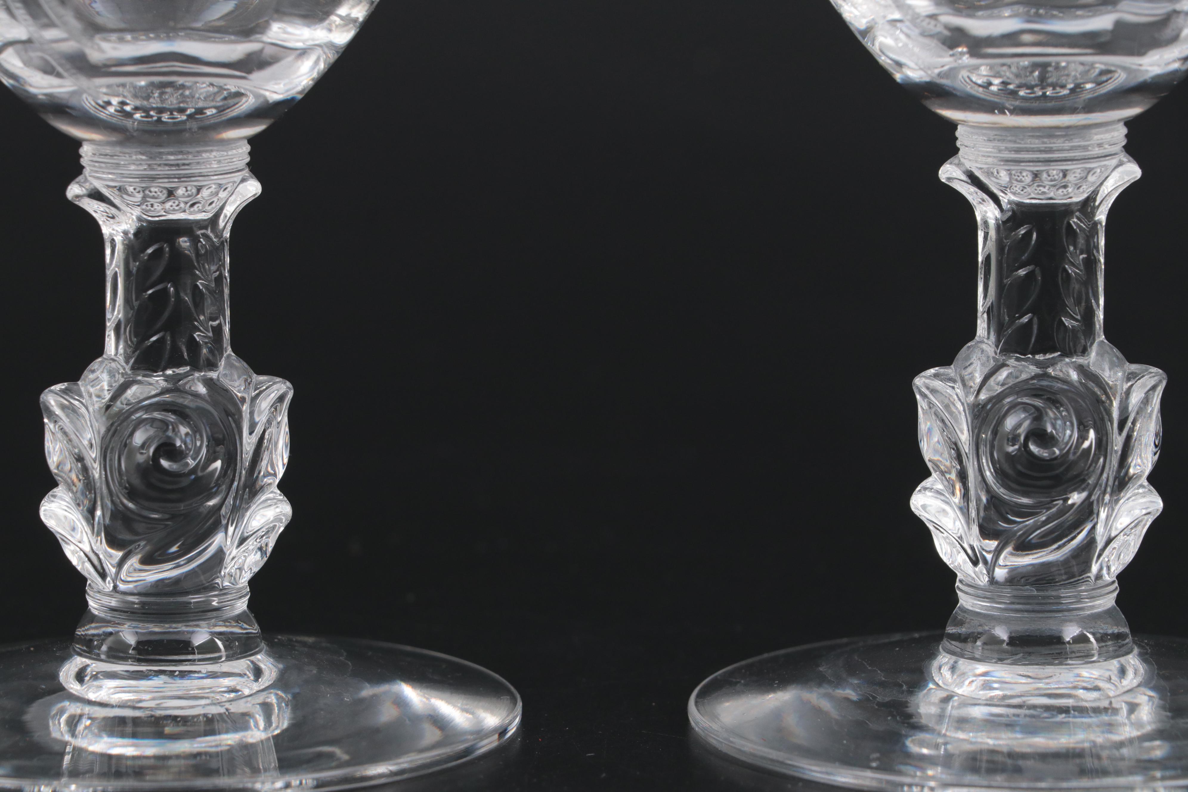 Heisey "Heisey Rose" and Other Glass Stemware, Mid-20th Century