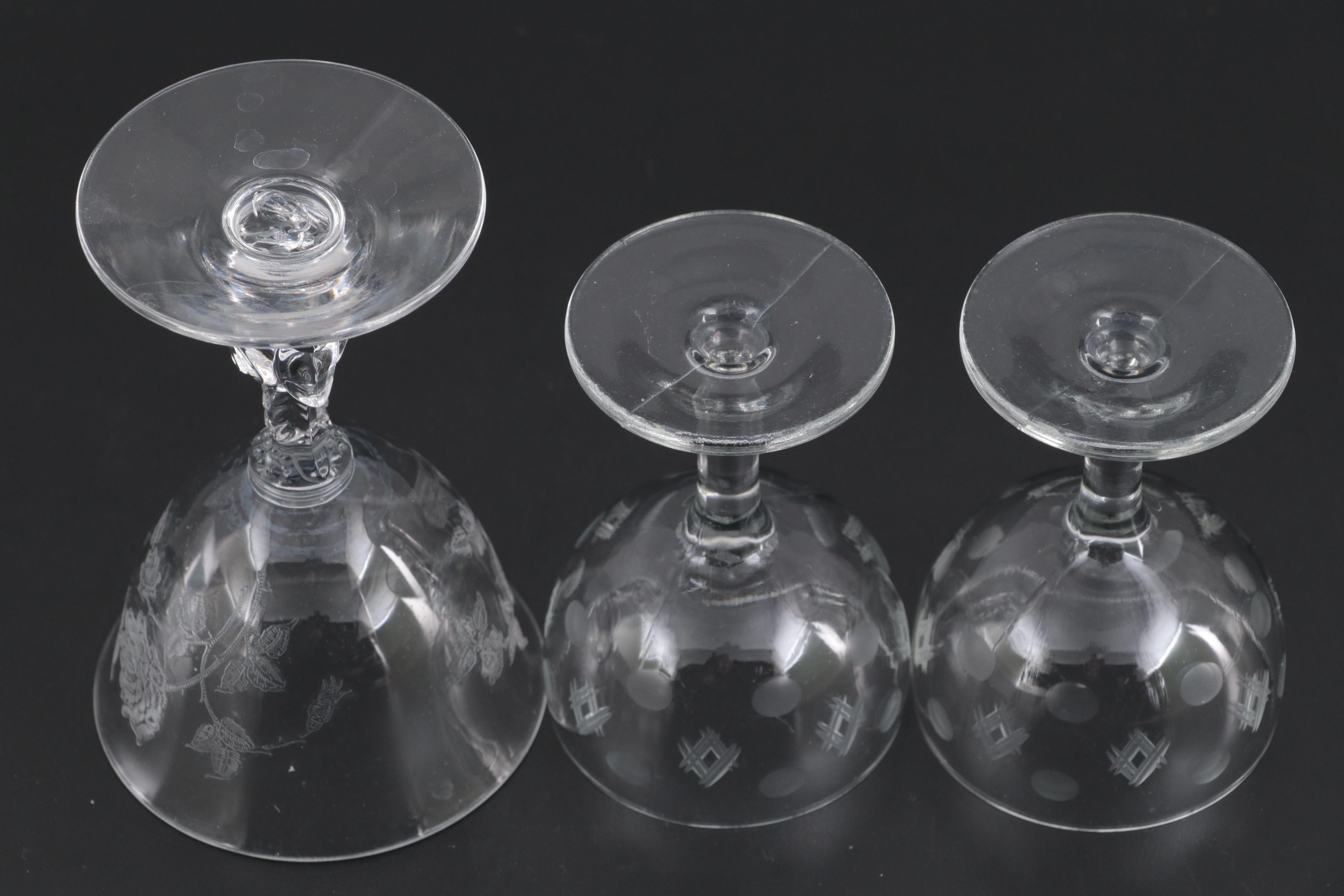 Heisey "Heisey Rose" and Other Glass Stemware, Mid-20th Century