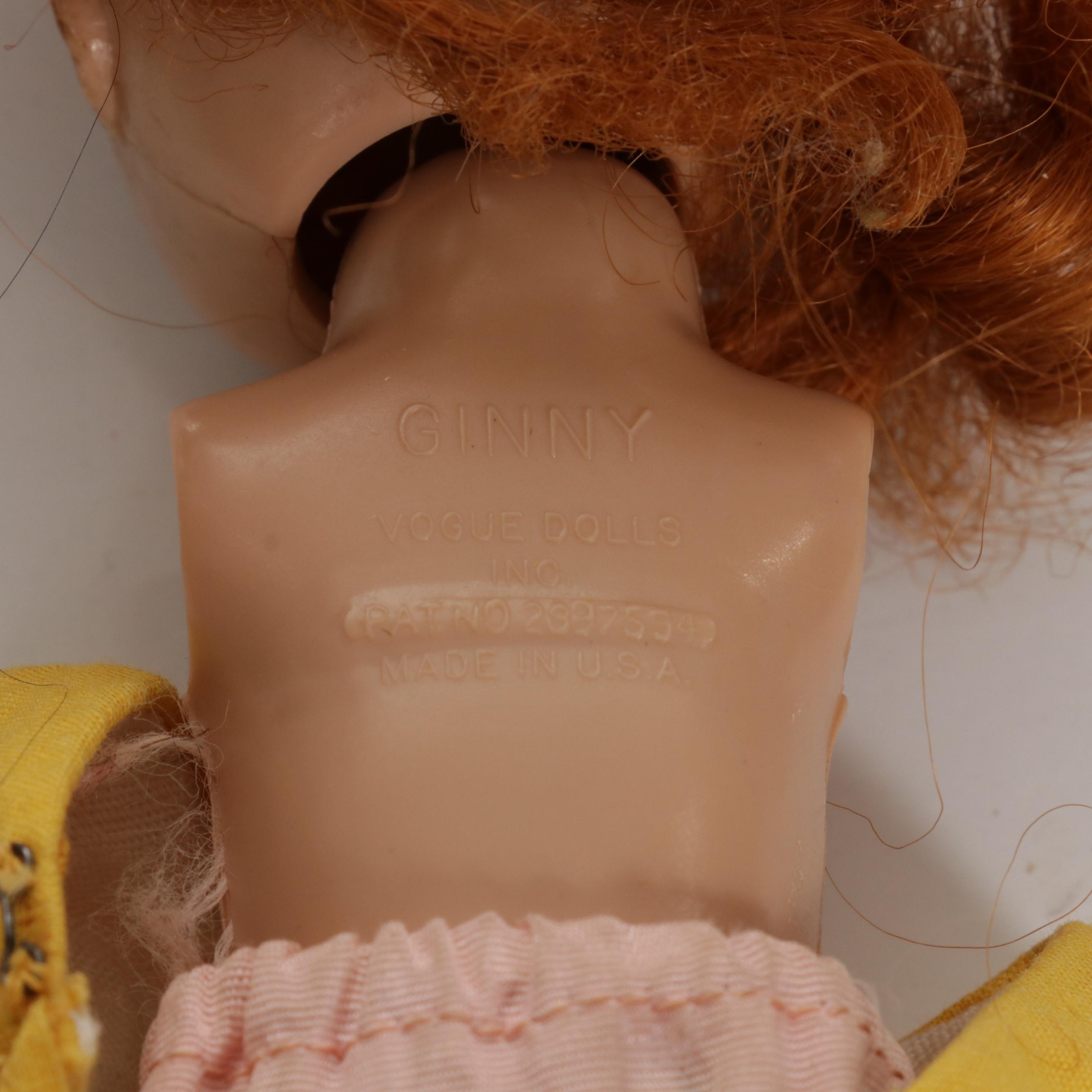 "Ginny" and "Jill" Dolls, Clothes and Case with Hand Painted Bedroom Furniture