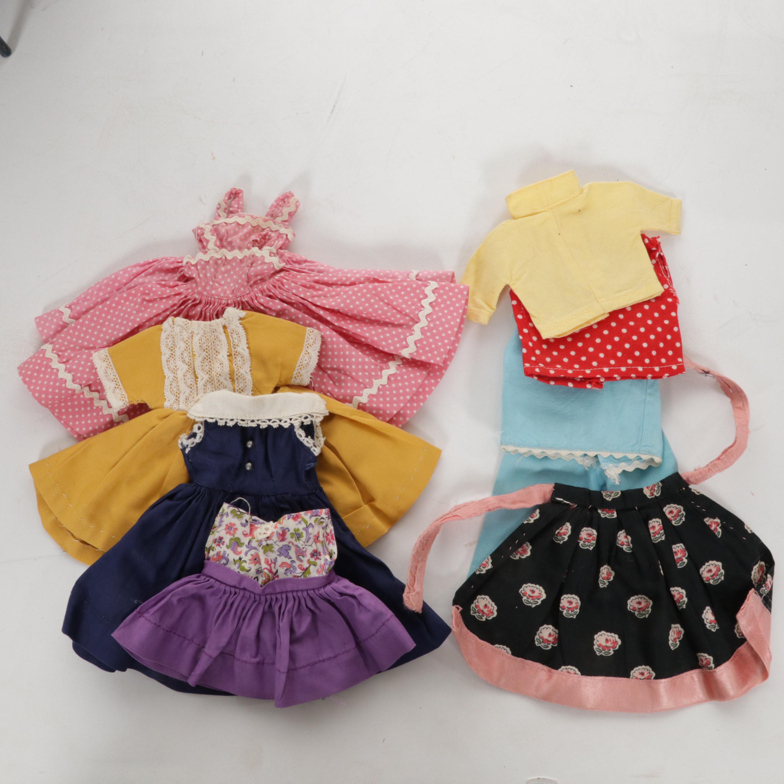 "Ginny" and "Jill" Dolls, Clothes and Case with Hand Painted Bedroom Furniture