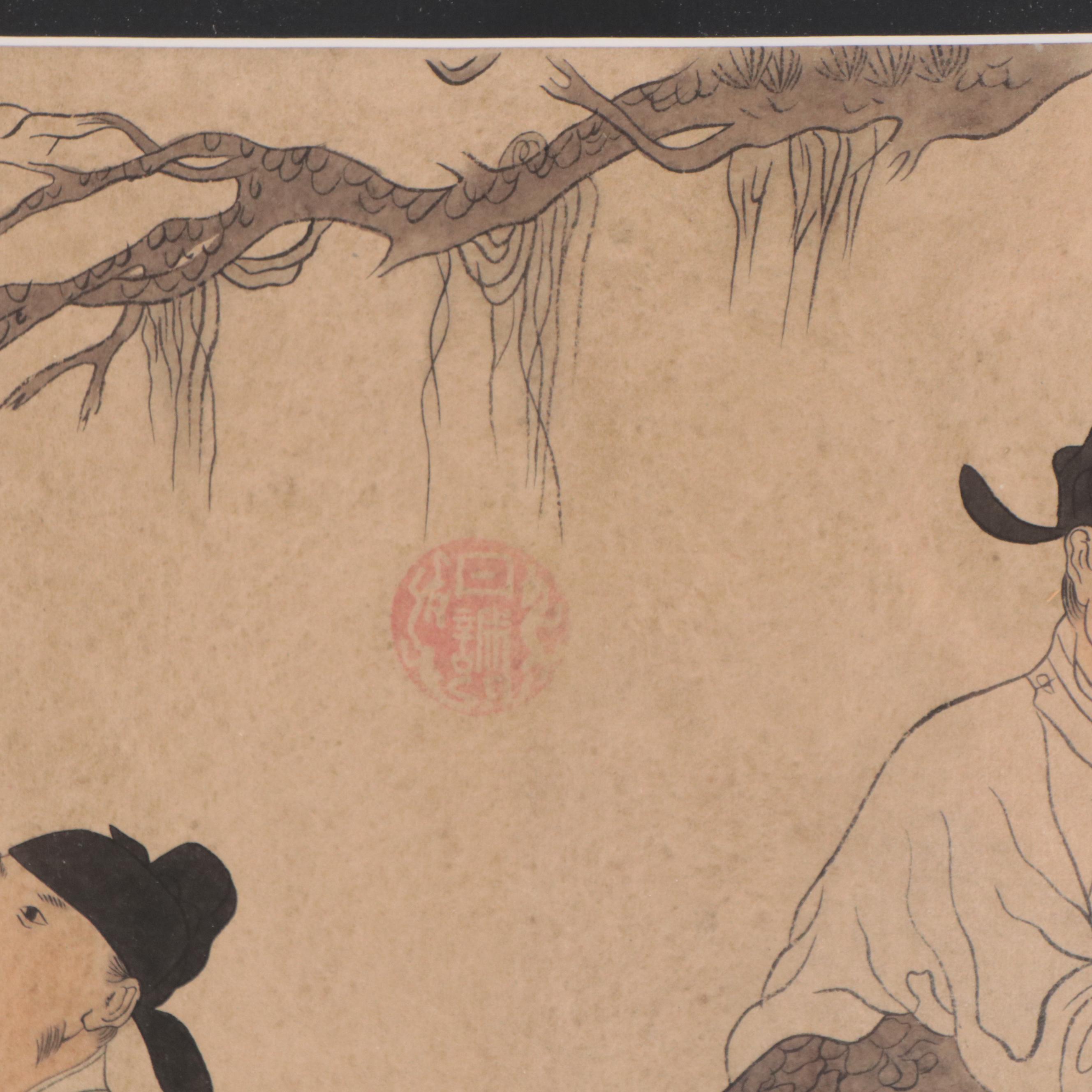 Ink and Watercolor Painting After Zhou Wenju "Literary Garden"