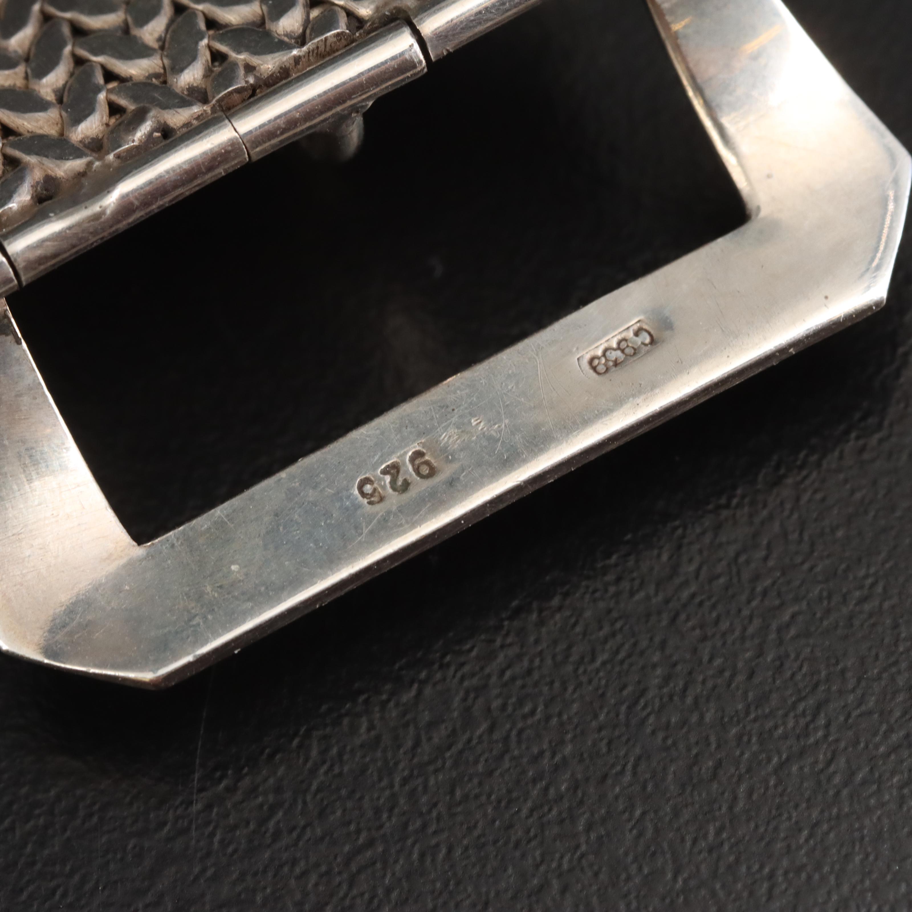 Vintage Sterling Woven Buckle Bracelet