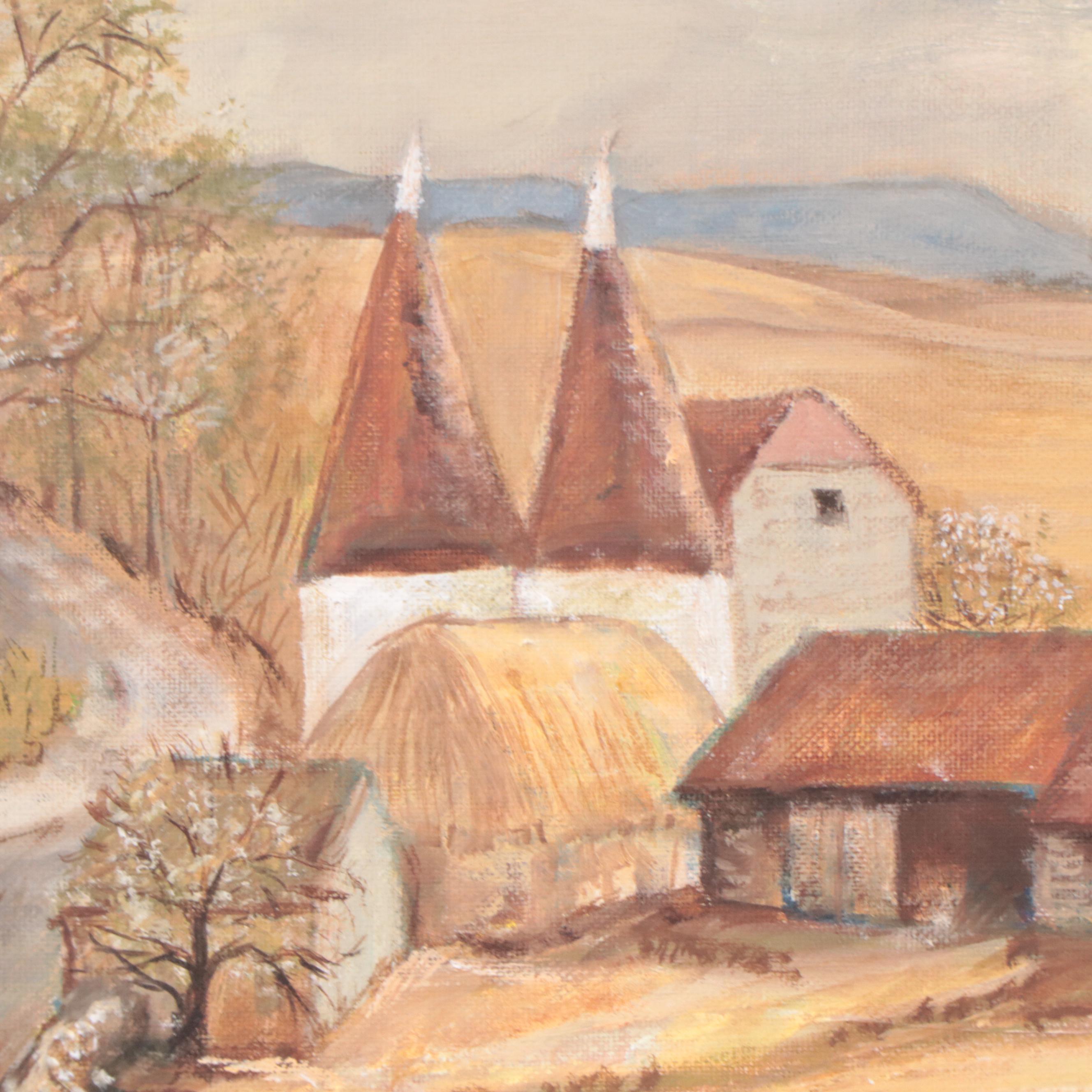 Country Landscape Oil Painting, Late 20th Century