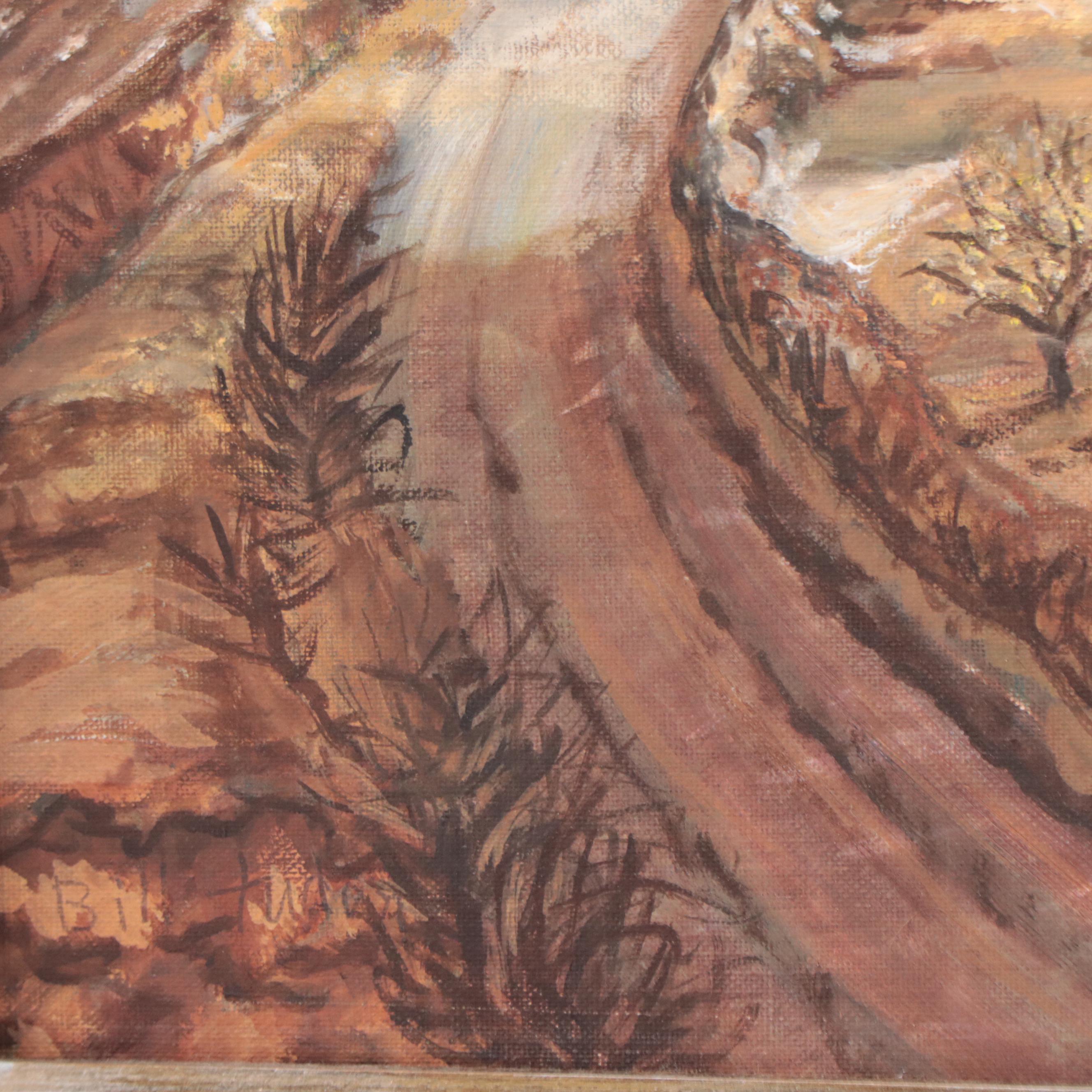 Country Landscape Oil Painting, Late 20th Century