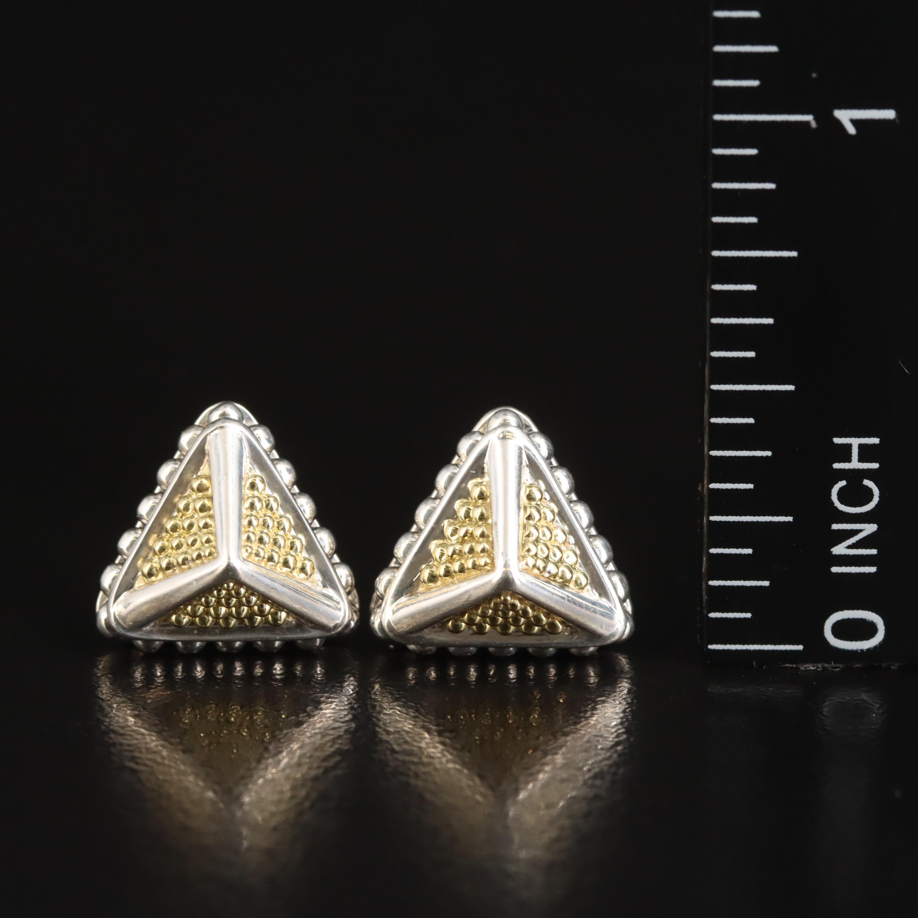 Lagos Sterling Pyramid Stud Earrings with 18K Accents