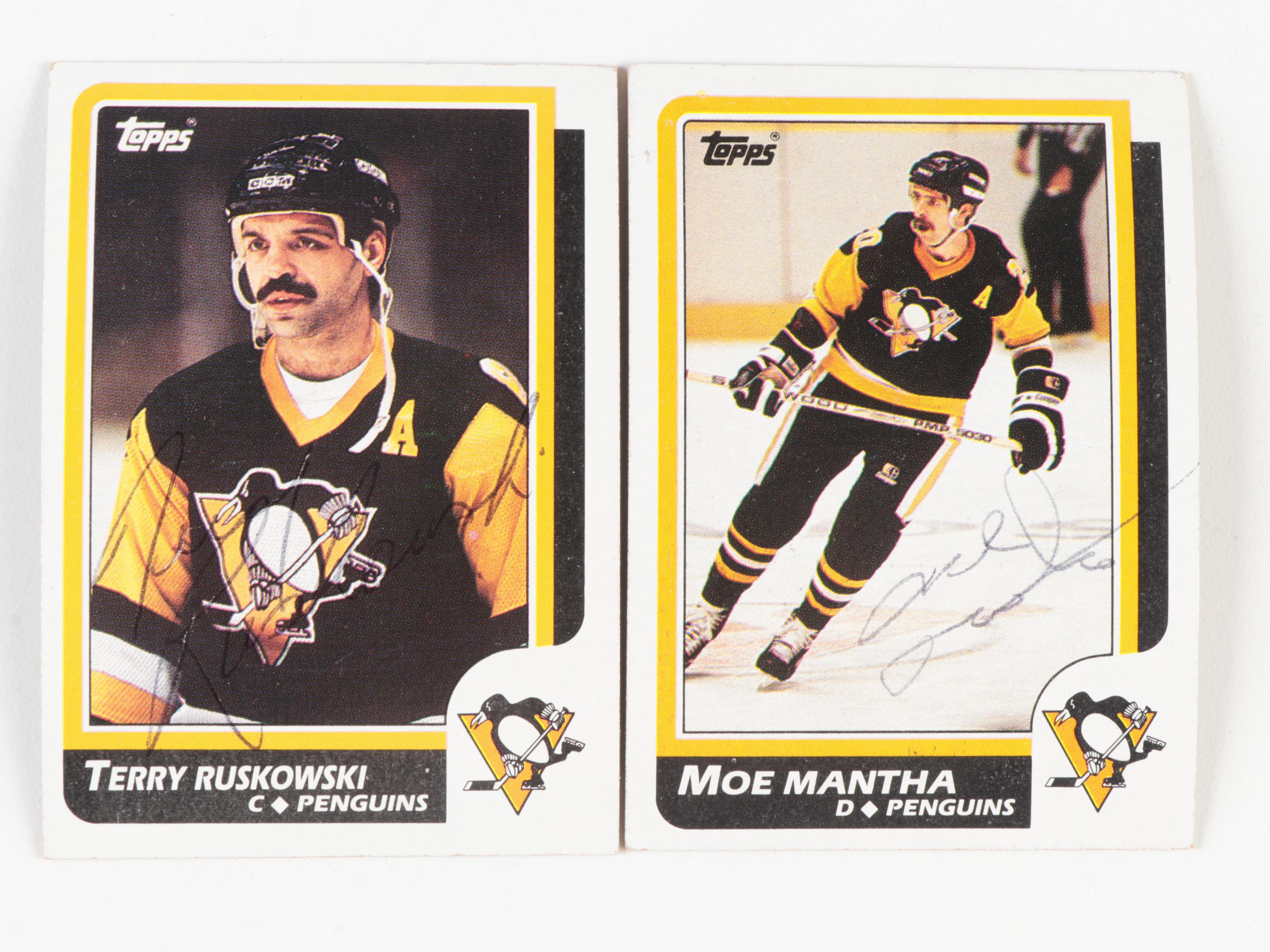 Topps Hockey Cards with Harper, Mikita, Signed Mantha and Rukowski, 1970s–1980s