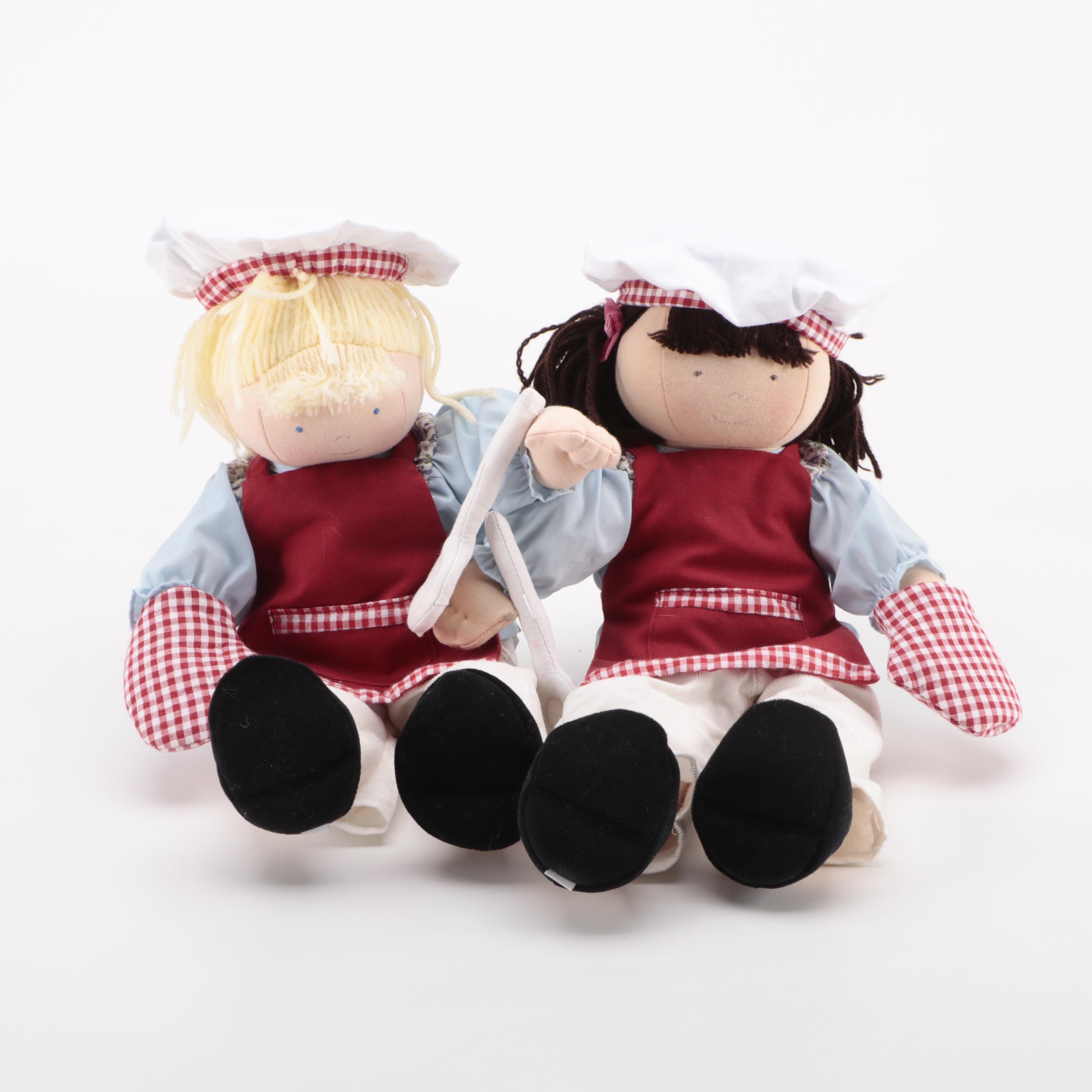 Pottery Barn Kids Retro Doll Kitchen Set with Sophie and Chloe Soft Body Dolls