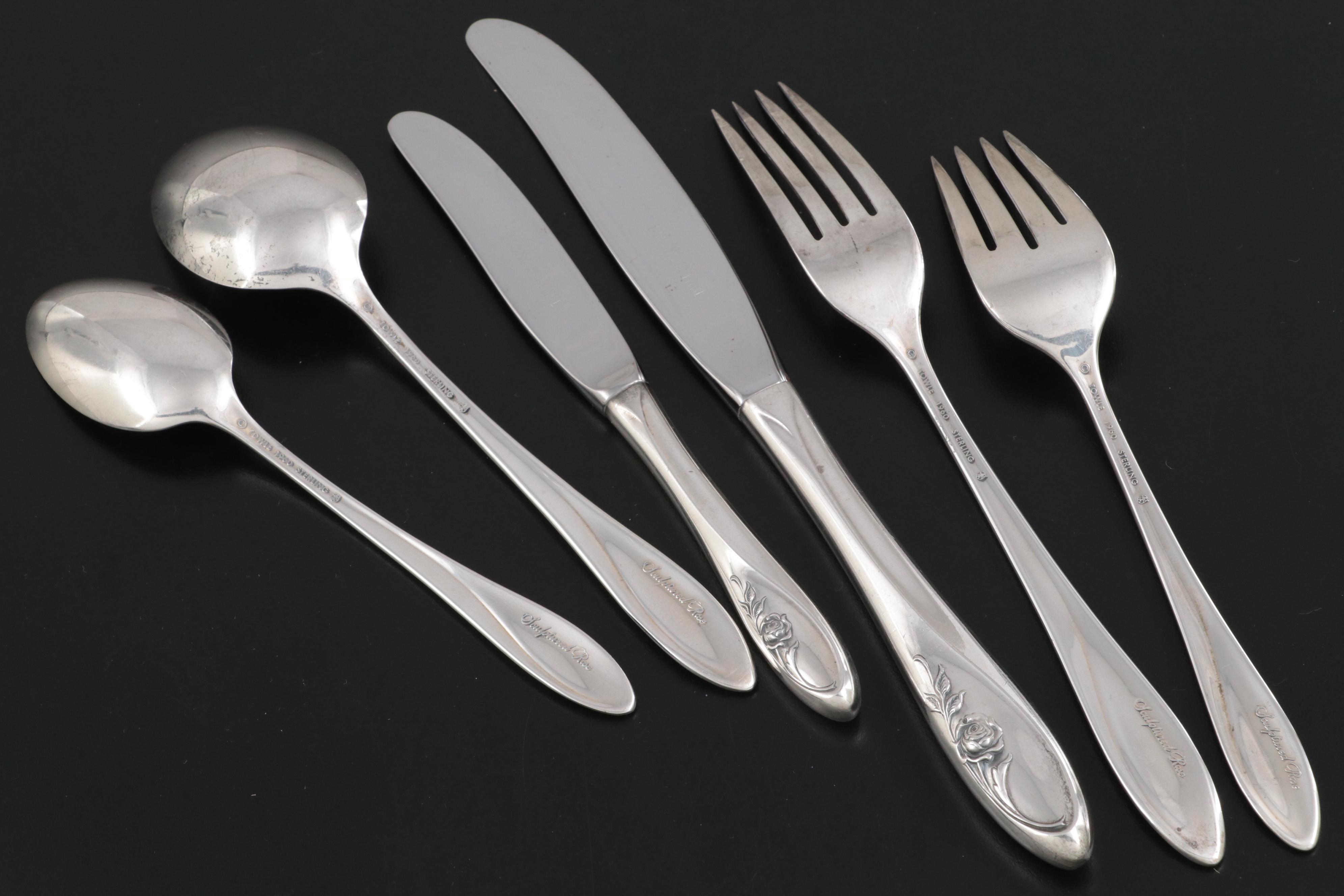 Towle "Sculptural Rose" Sterling Silver Flatware and Serving Utensils