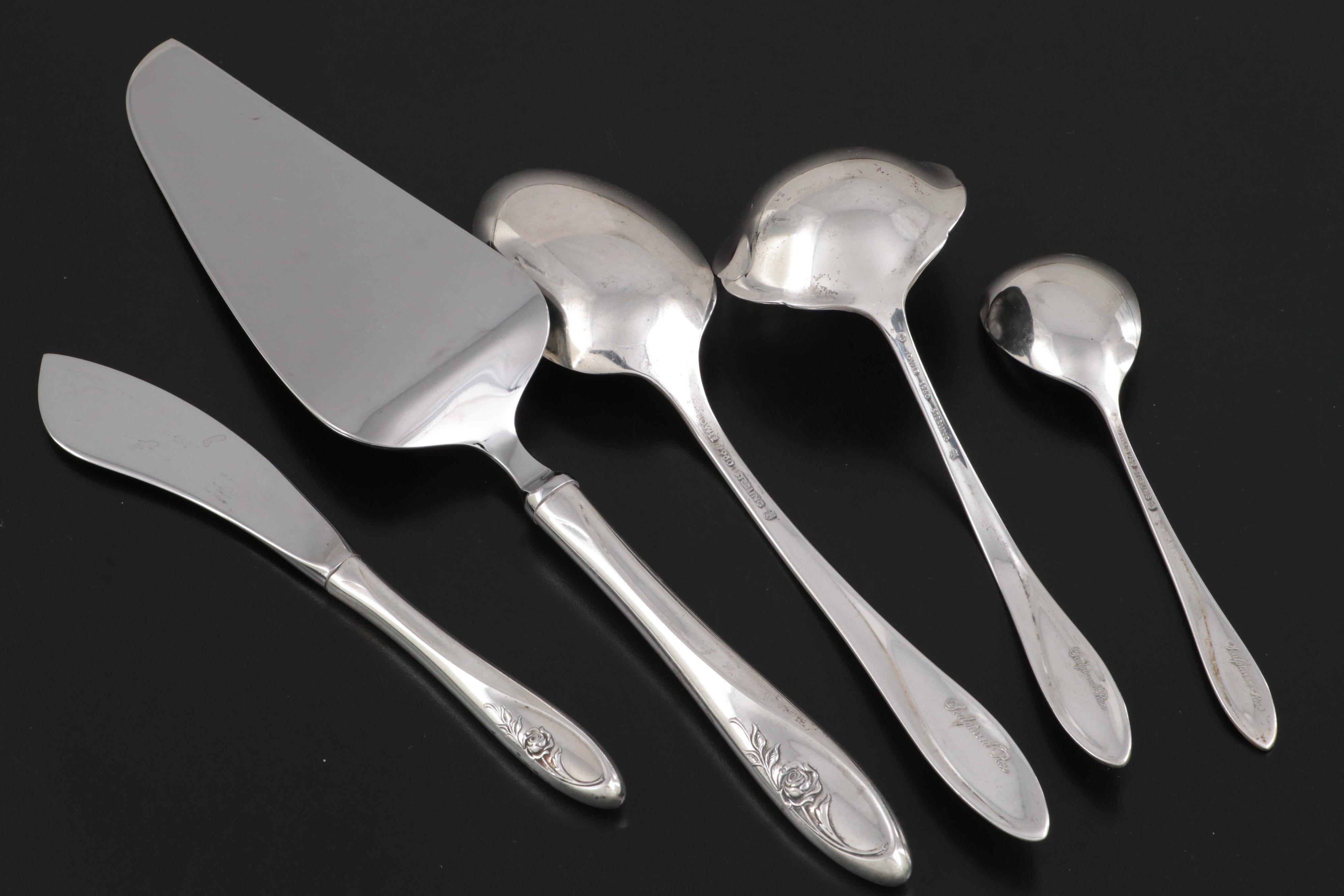 Towle "Sculptural Rose" Sterling Silver Flatware and Serving Utensils