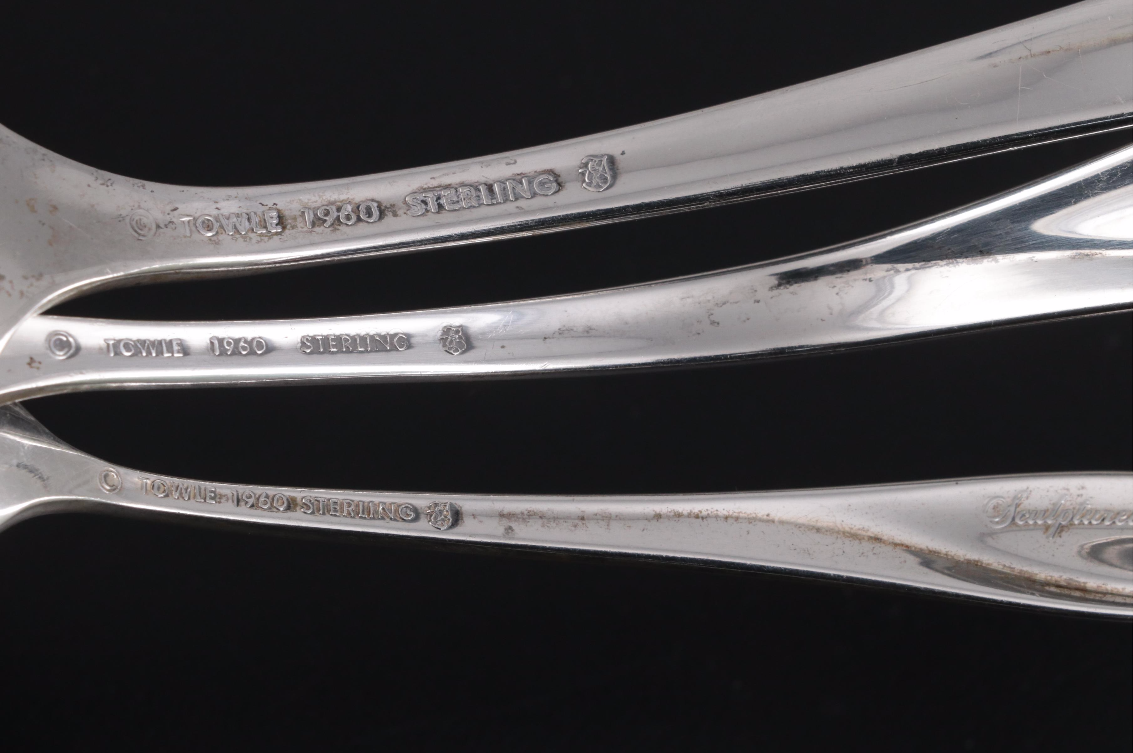 Towle "Sculptural Rose" Sterling Silver Flatware and Serving Utensils