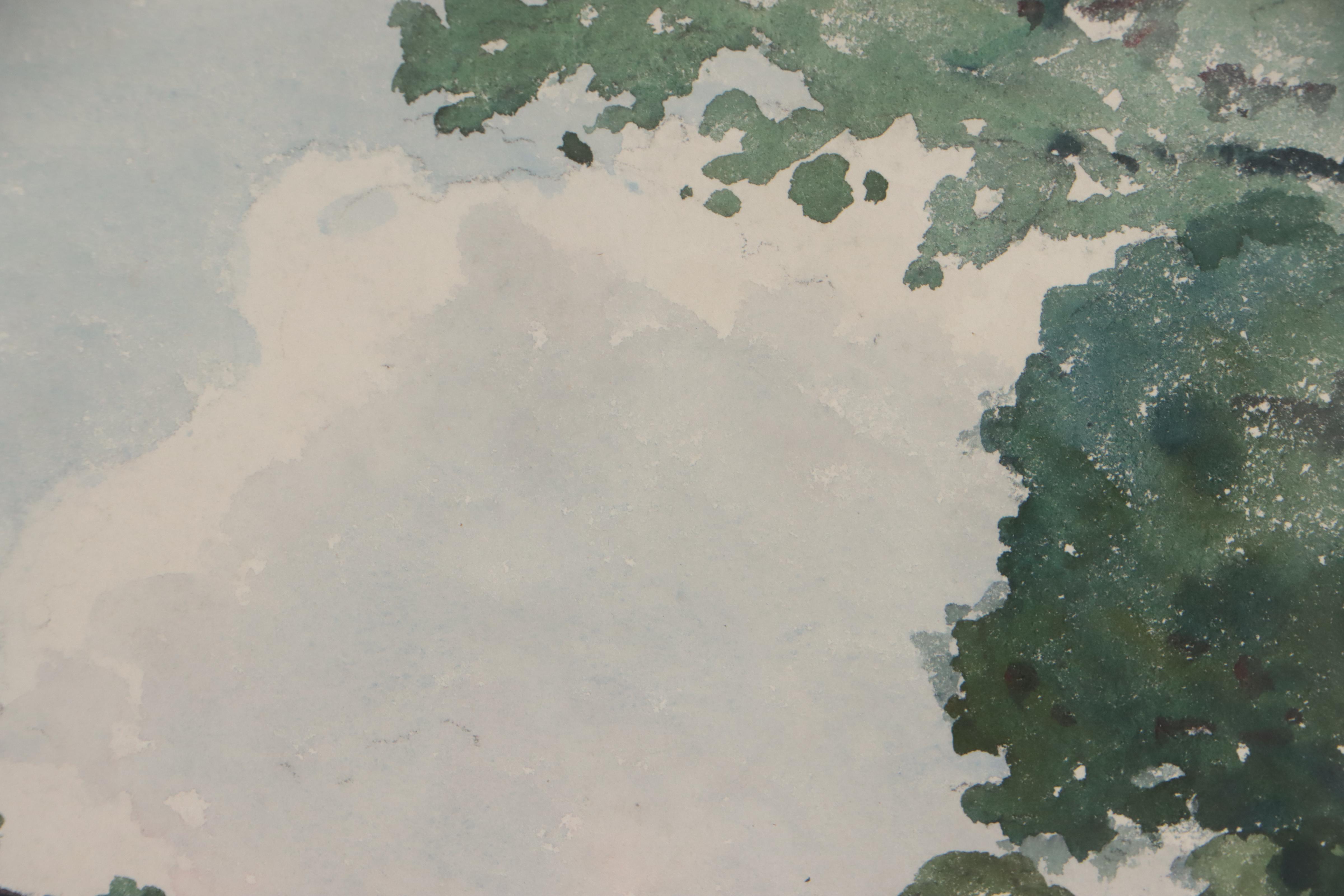 John Louis Wellington Watercolor Painting of Pastoral Landscape