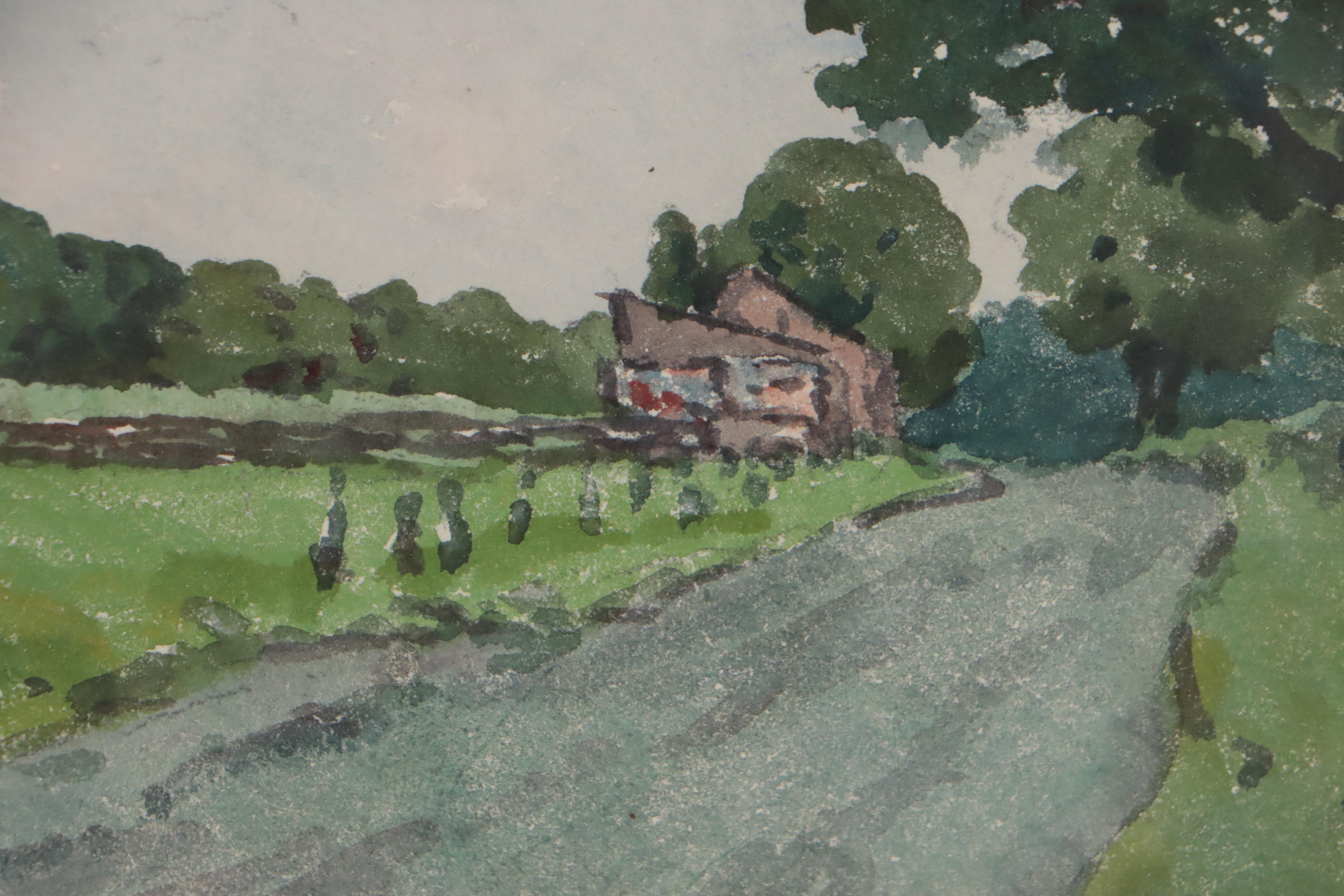 John Louis Wellington Watercolor Painting of Pastoral Landscape