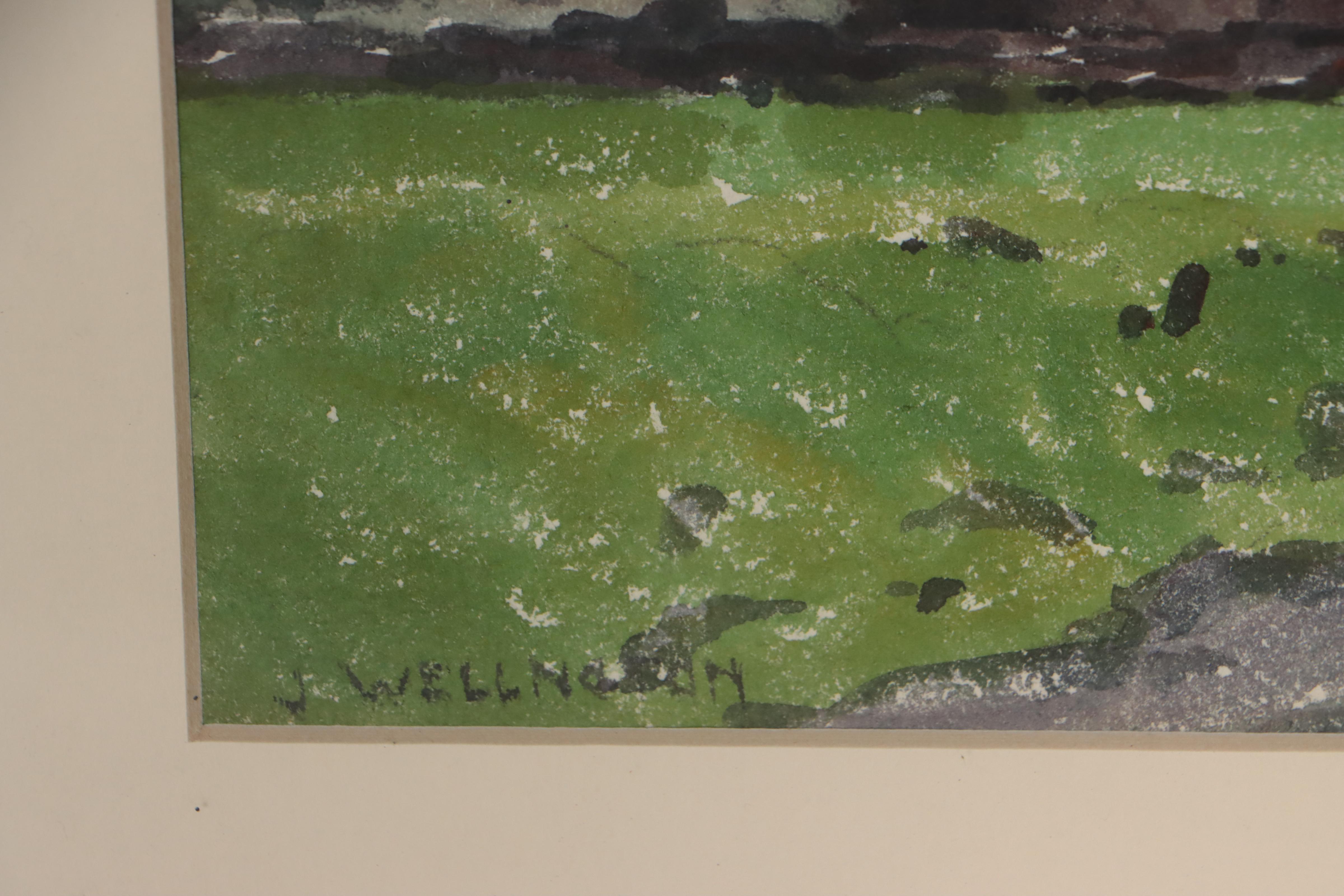 John Louis Wellington Watercolor Painting of Pastoral Landscape