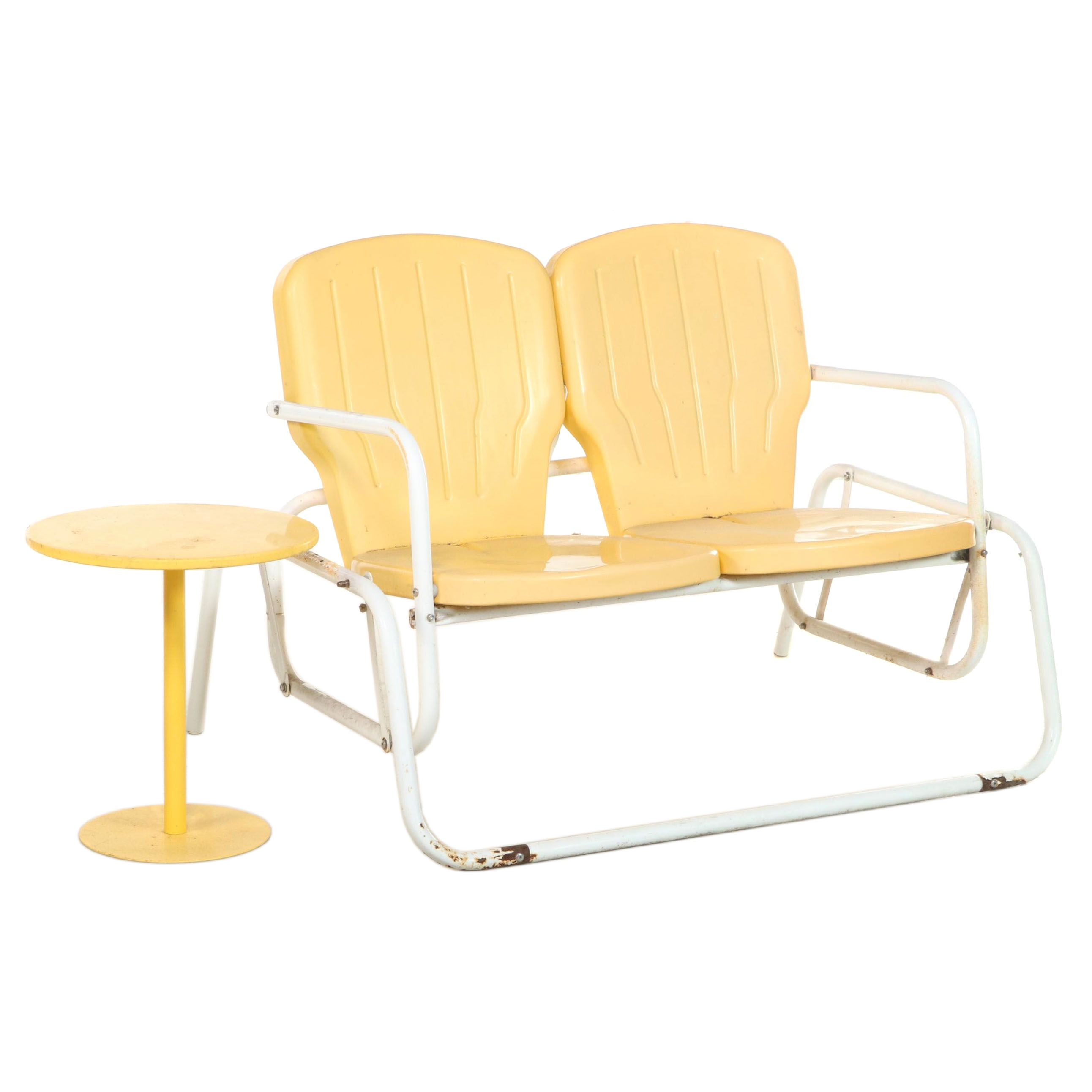 Painted Steel Patio Glider and Side Table, Torrans