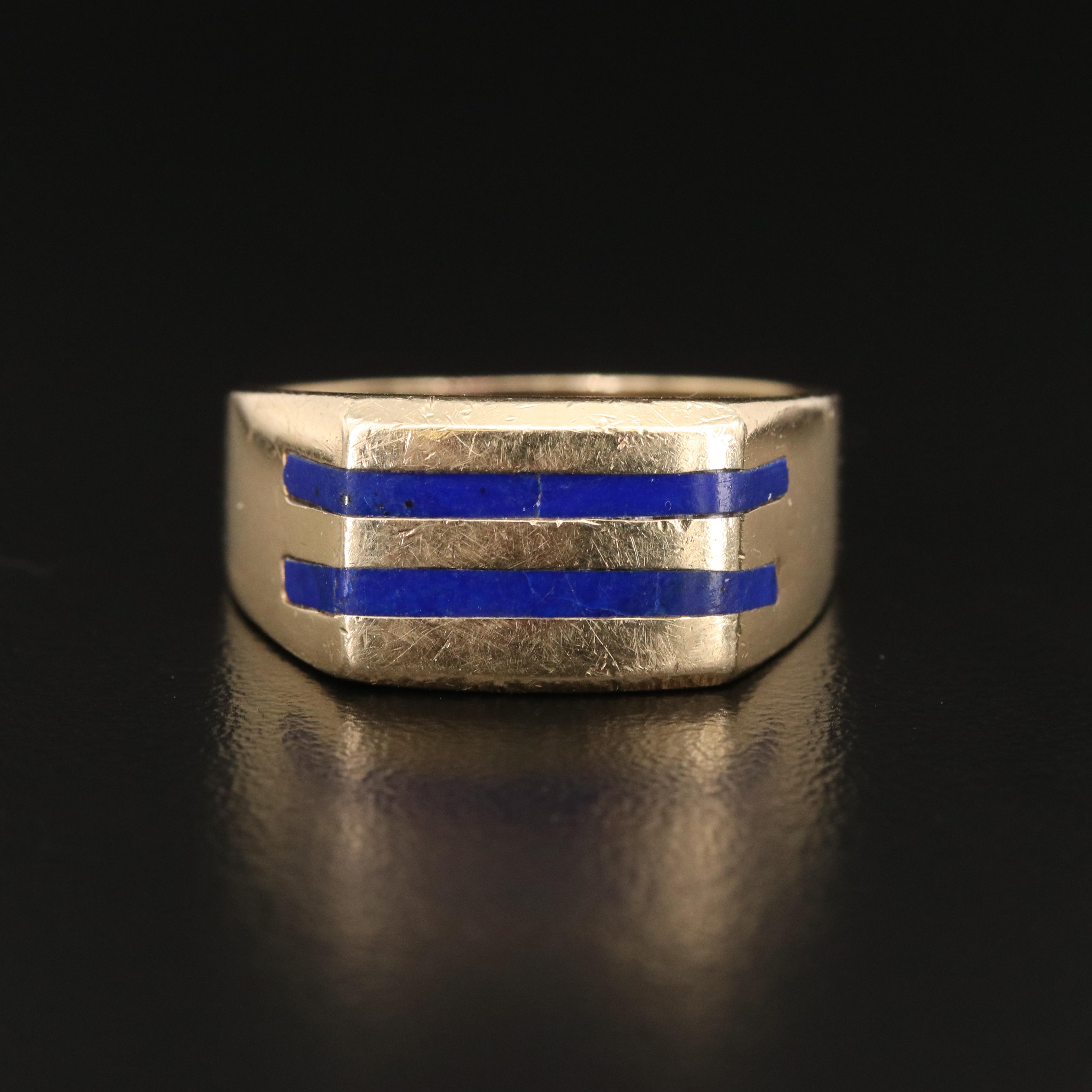 14K Lapis Lazuli Inlay Ring