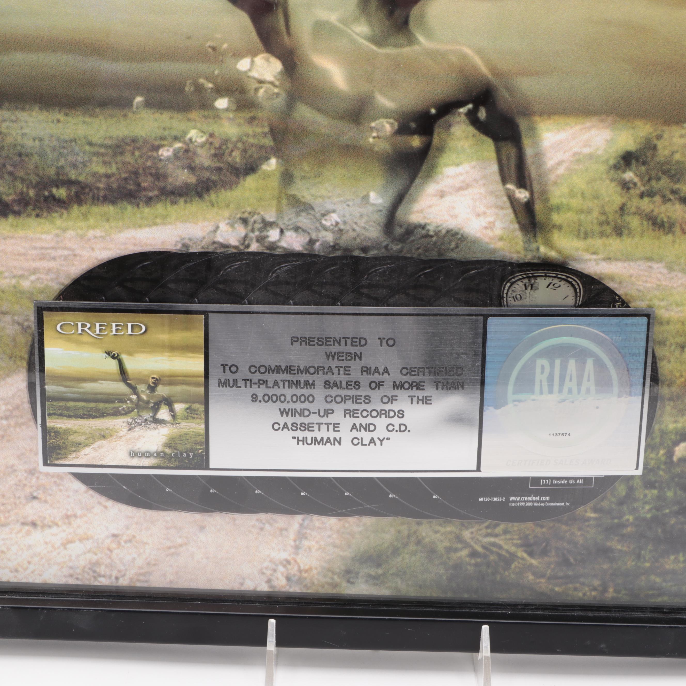 Creed "Human Clay" WEBN RIAA Certified Multi-Platinum Award