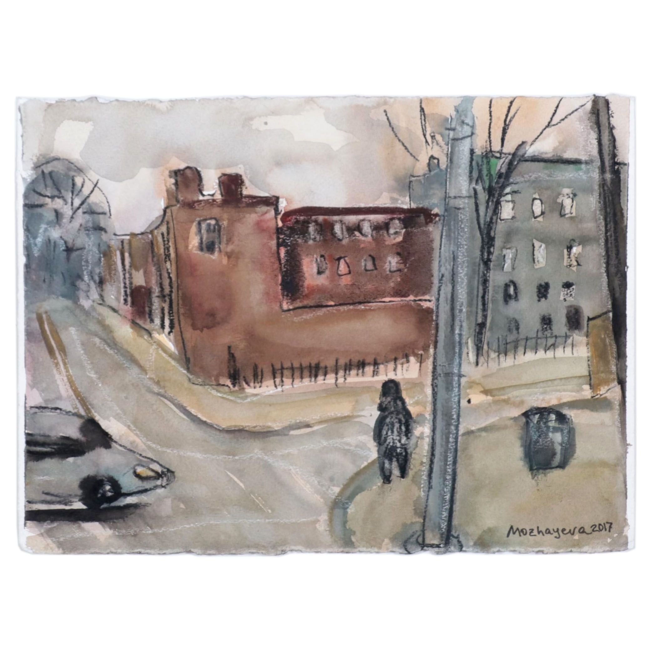 Marina Mozhayeva Watercolor Painting of Street Scene, 2017