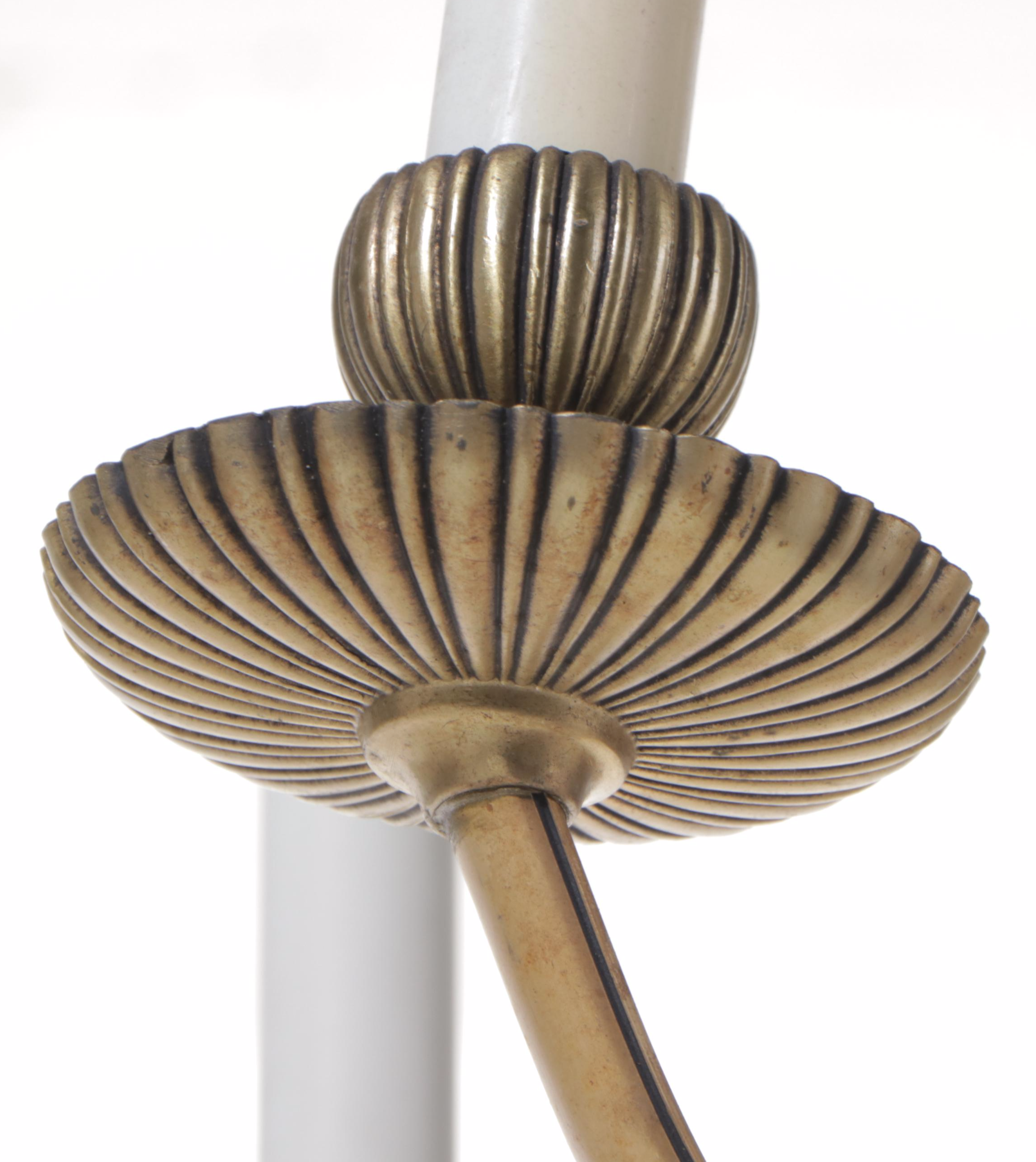 MCM Style Nine-Arm Chandelier in Gold Colored Metal